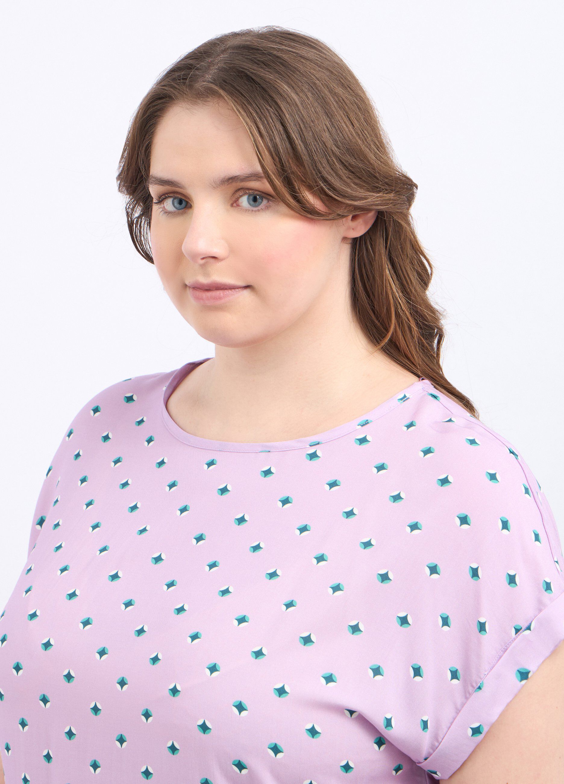 Blusa in pura viscosa a scollo rotondo donna curvy_2
