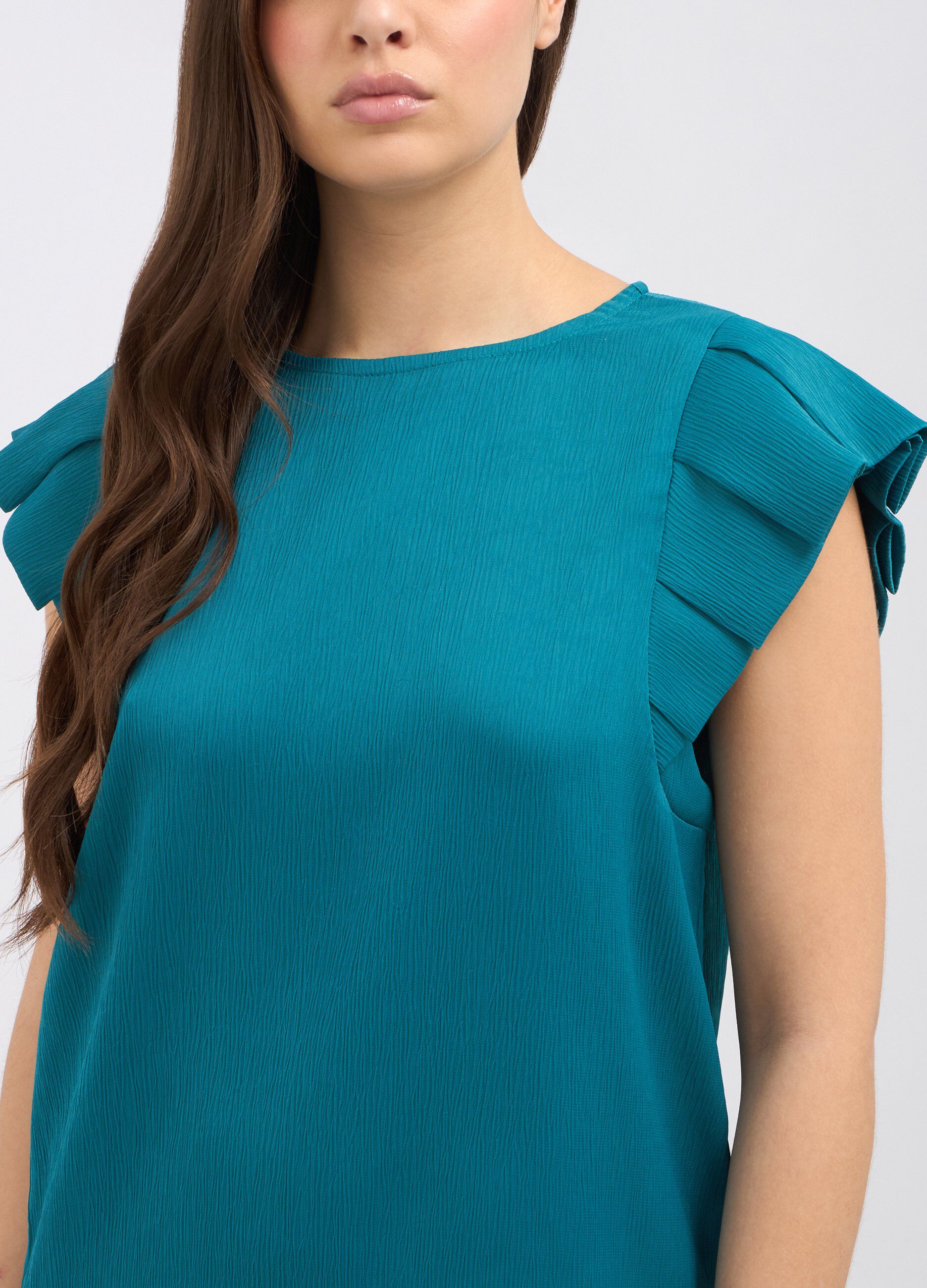 Blusa creponne con rouches donna_2