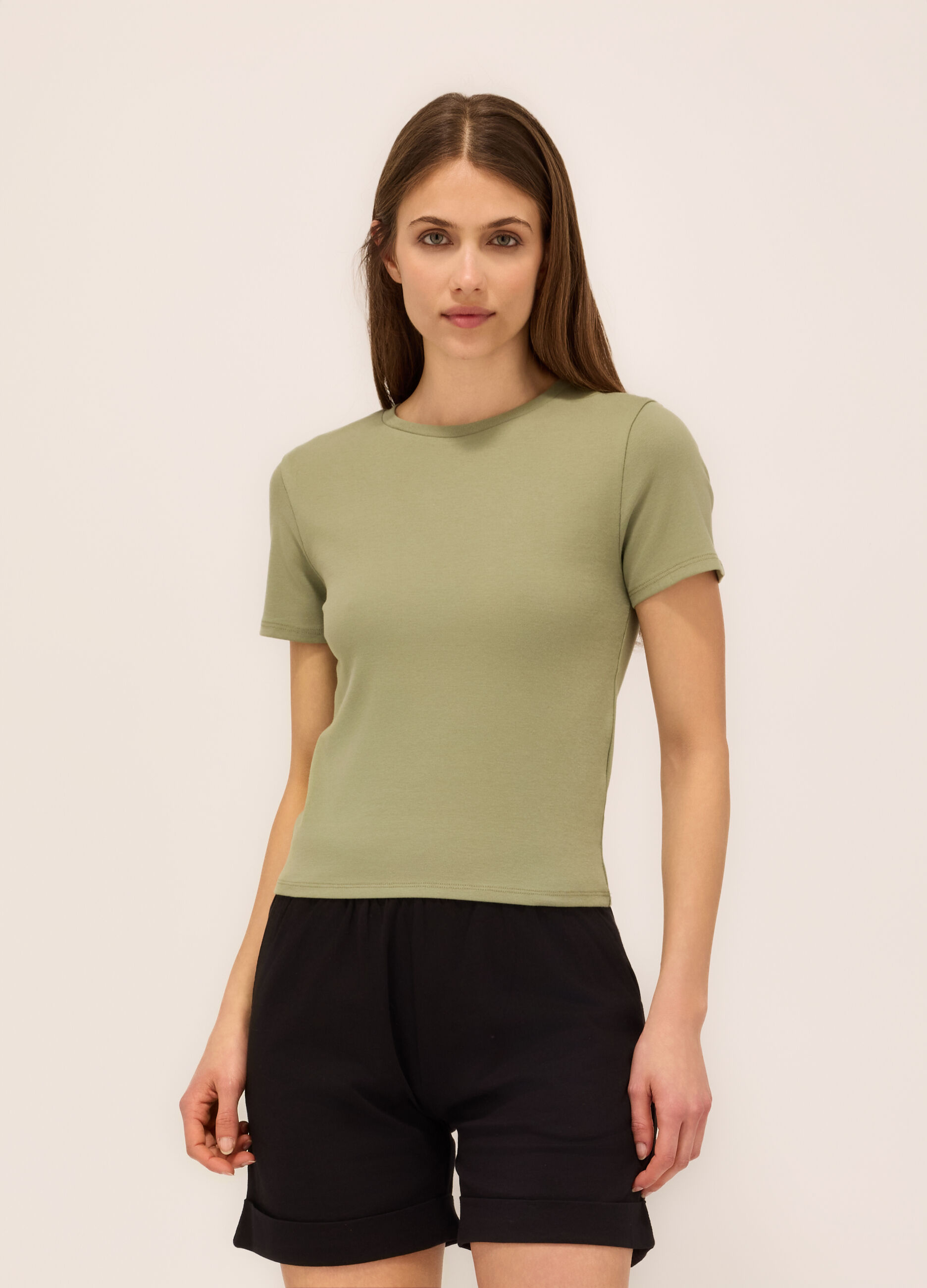 T-shirt in cotone stretch donna_0