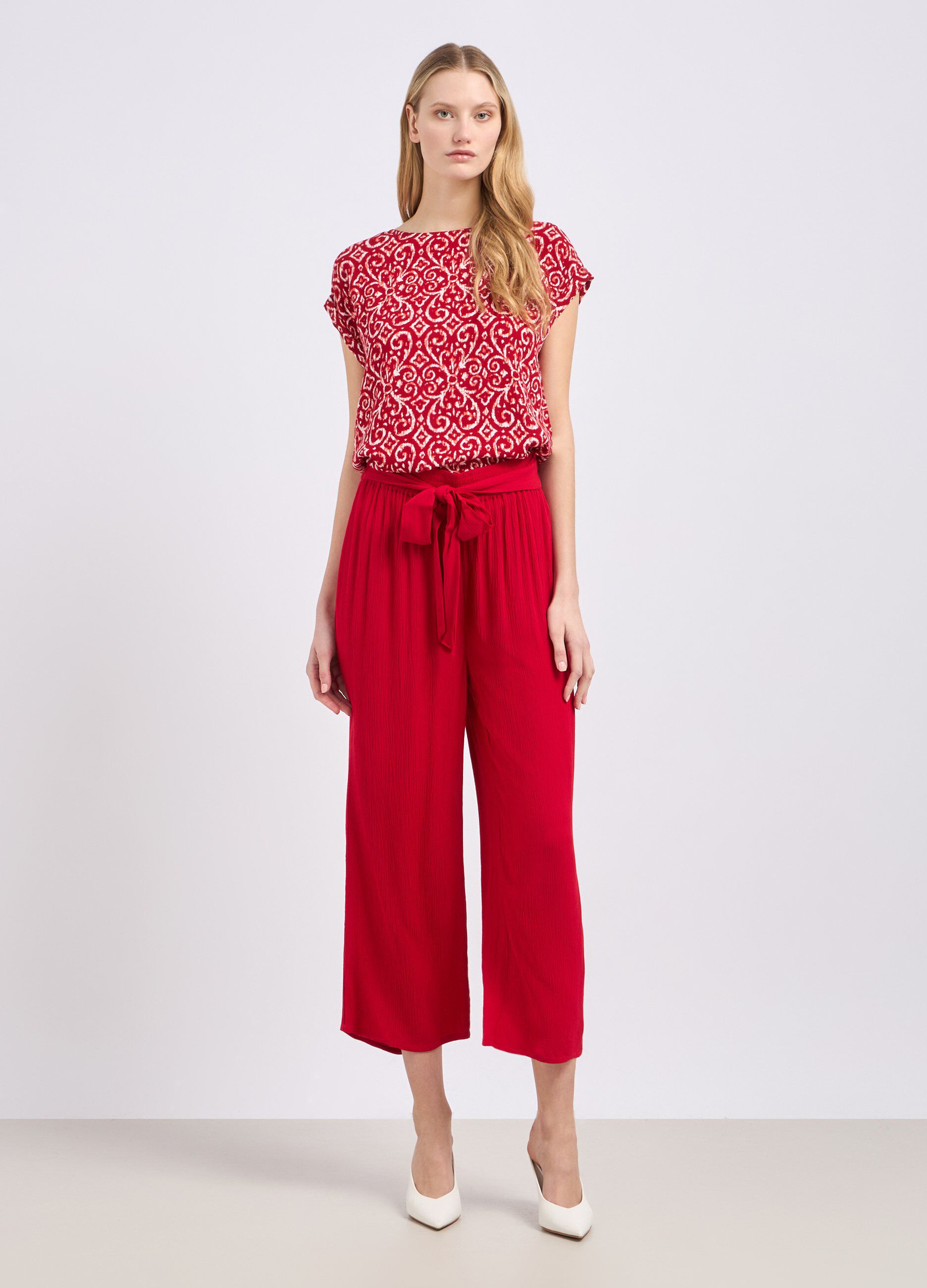 Pantaloni in pura viscosa creponne donna_0