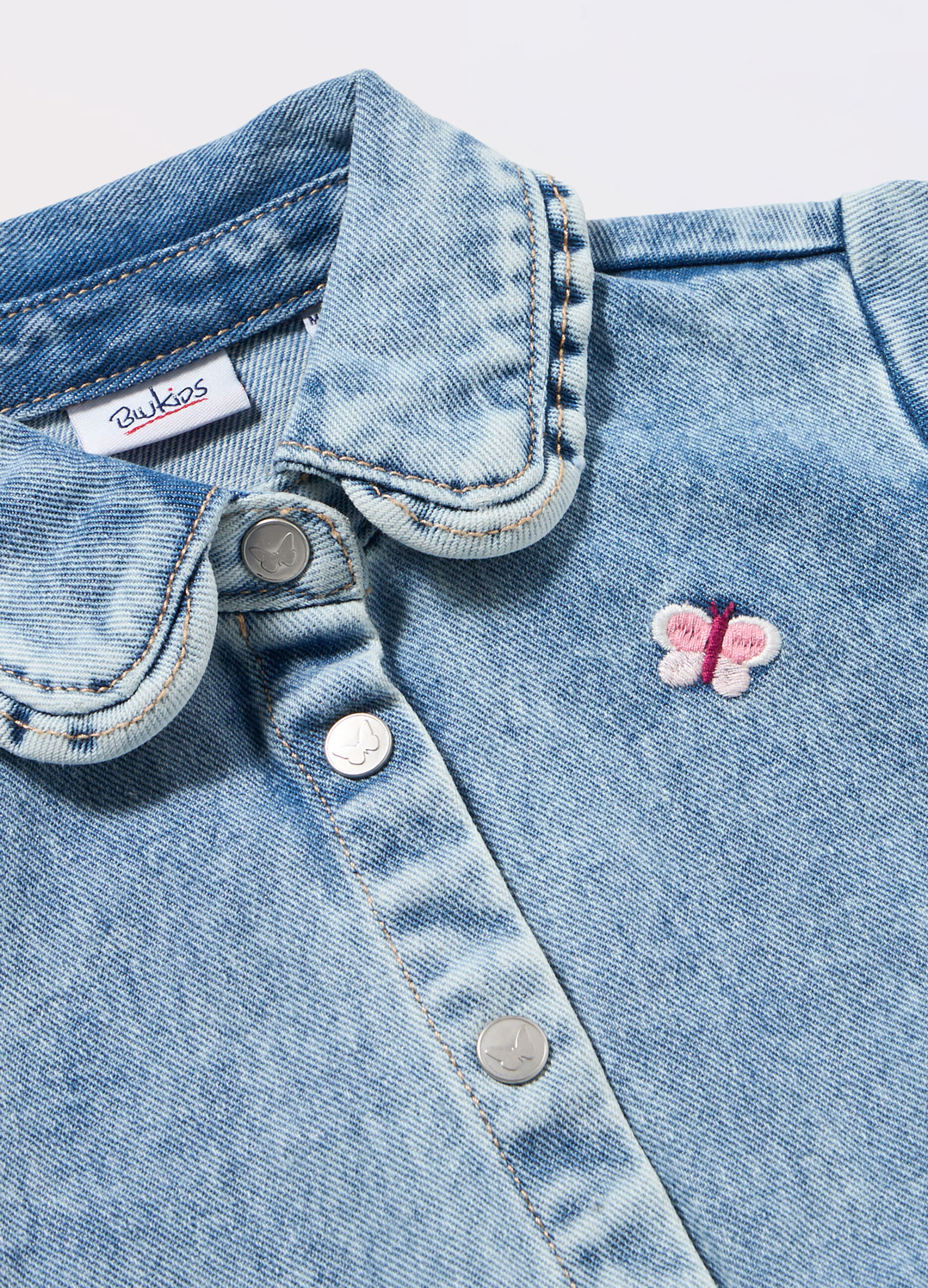 Camicia in denim di puro cotone neonata_1