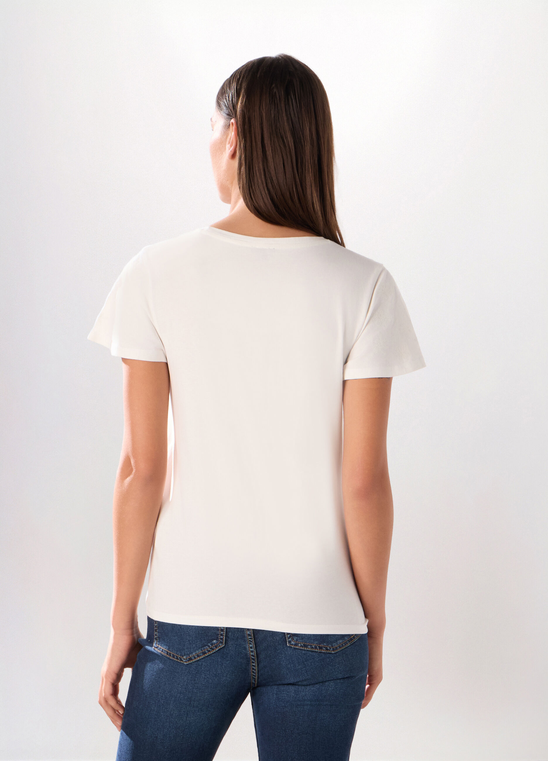 T-shirt in jersey di cotone stretch donna_1