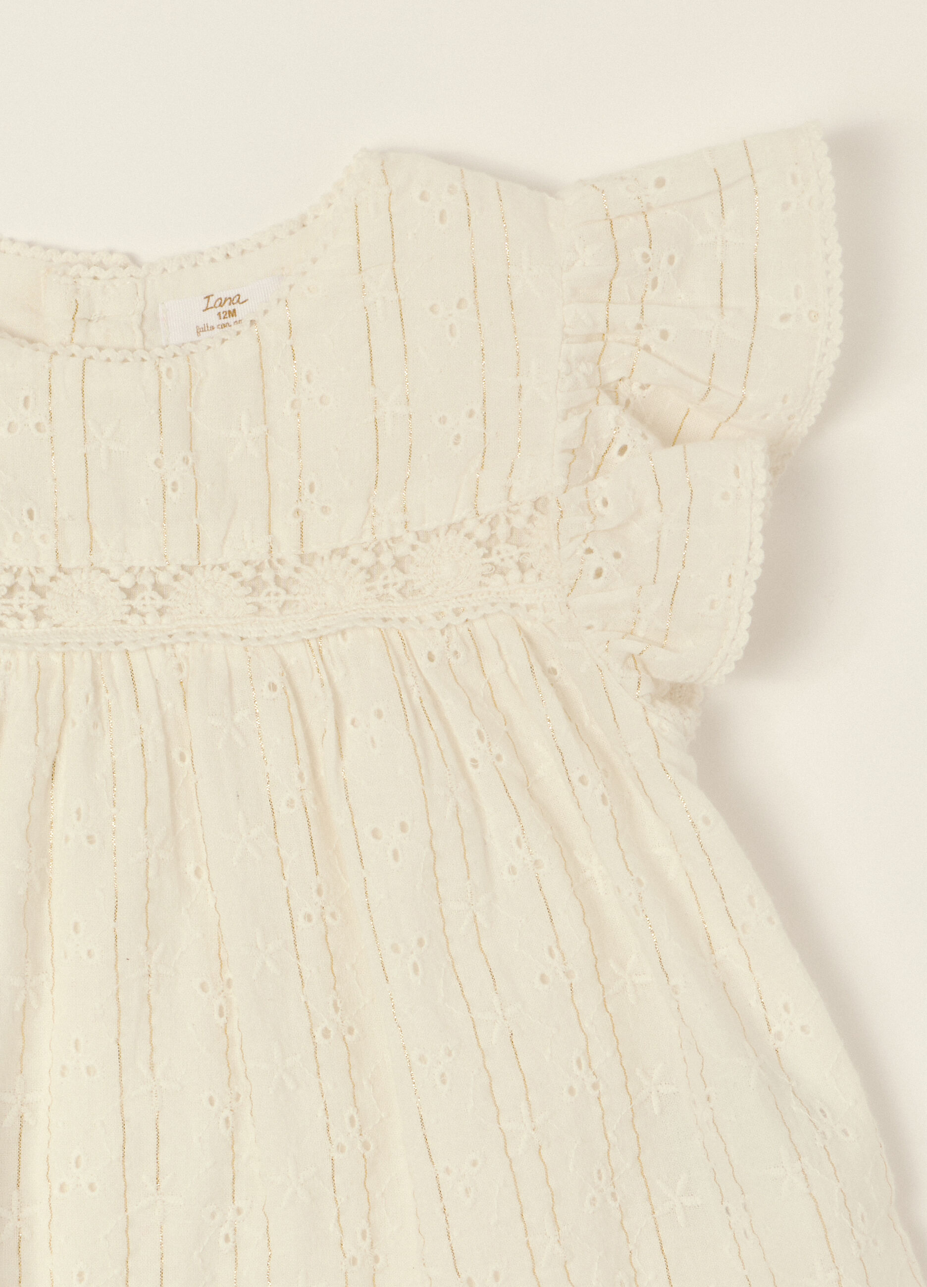 Maglietta bianca in misto cotone con maniche corte_2