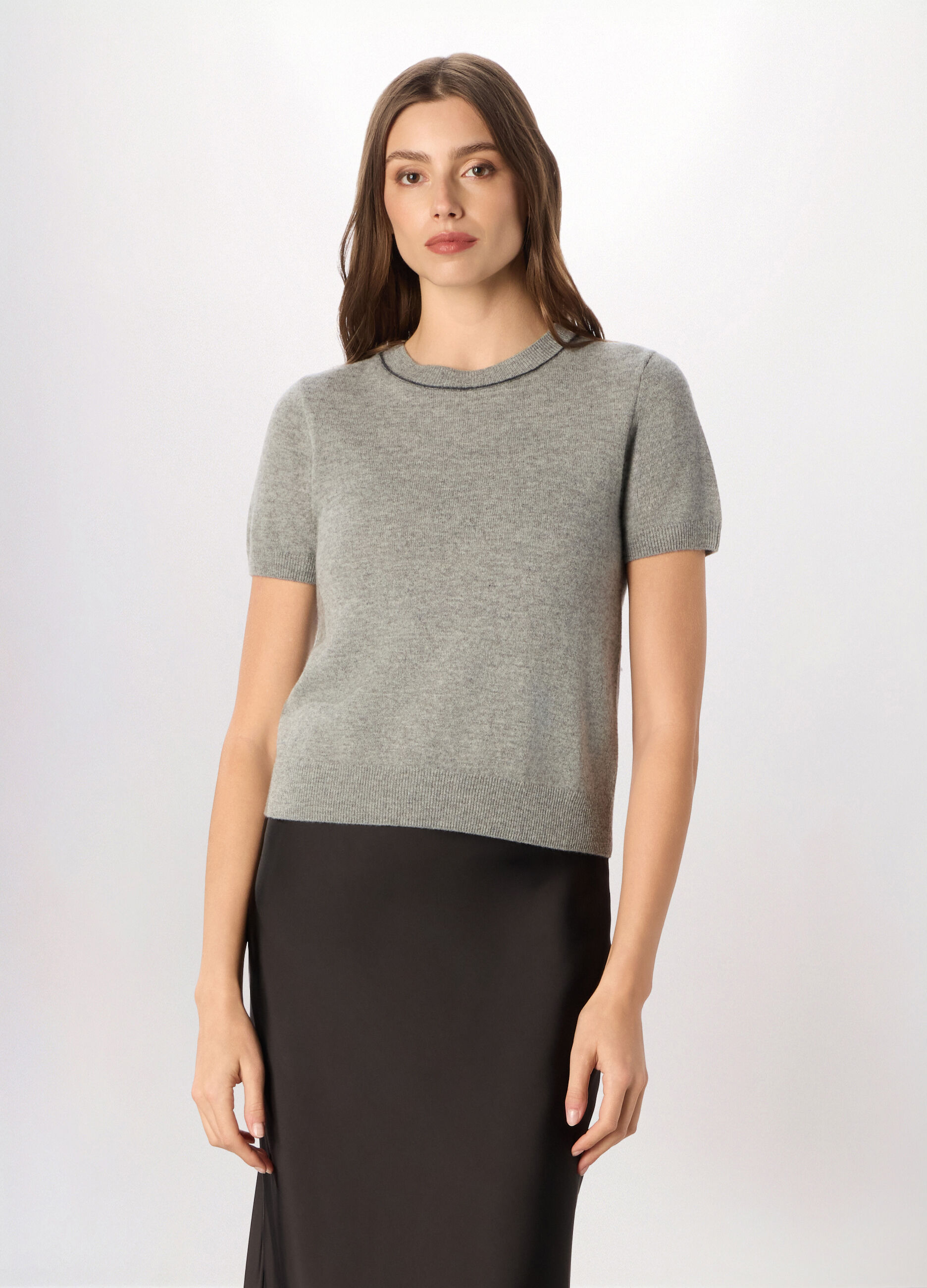 Tricot a maniche corte in pura lana donna_0