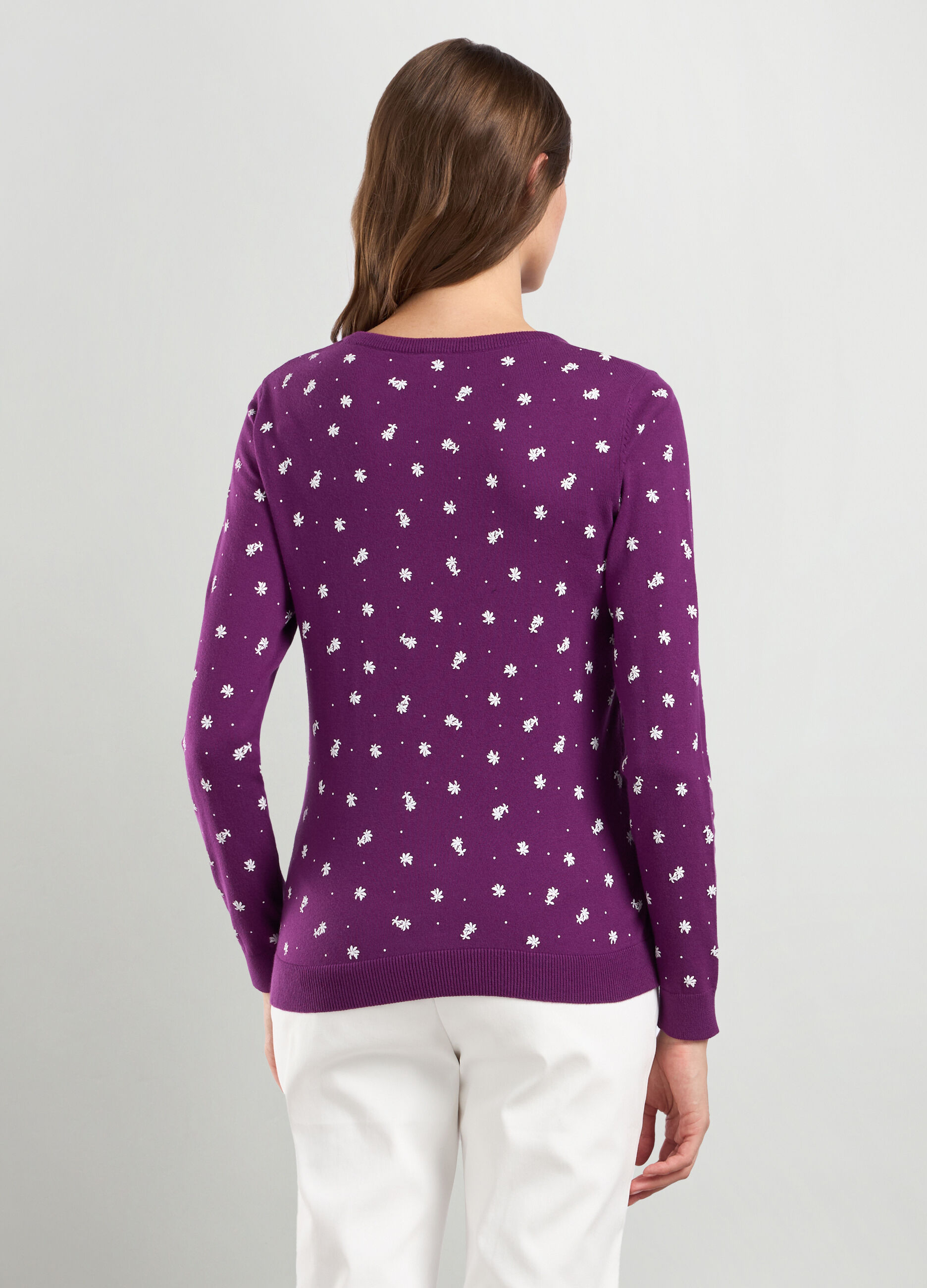 Tricot girocollo in misto cotone con stampa donna_1