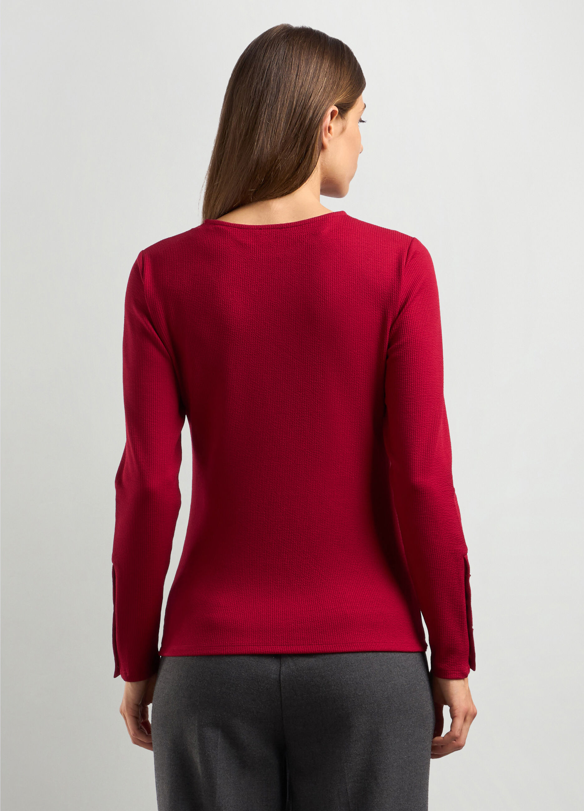 T-shirt in costina di mista viscosa stretch donna_1