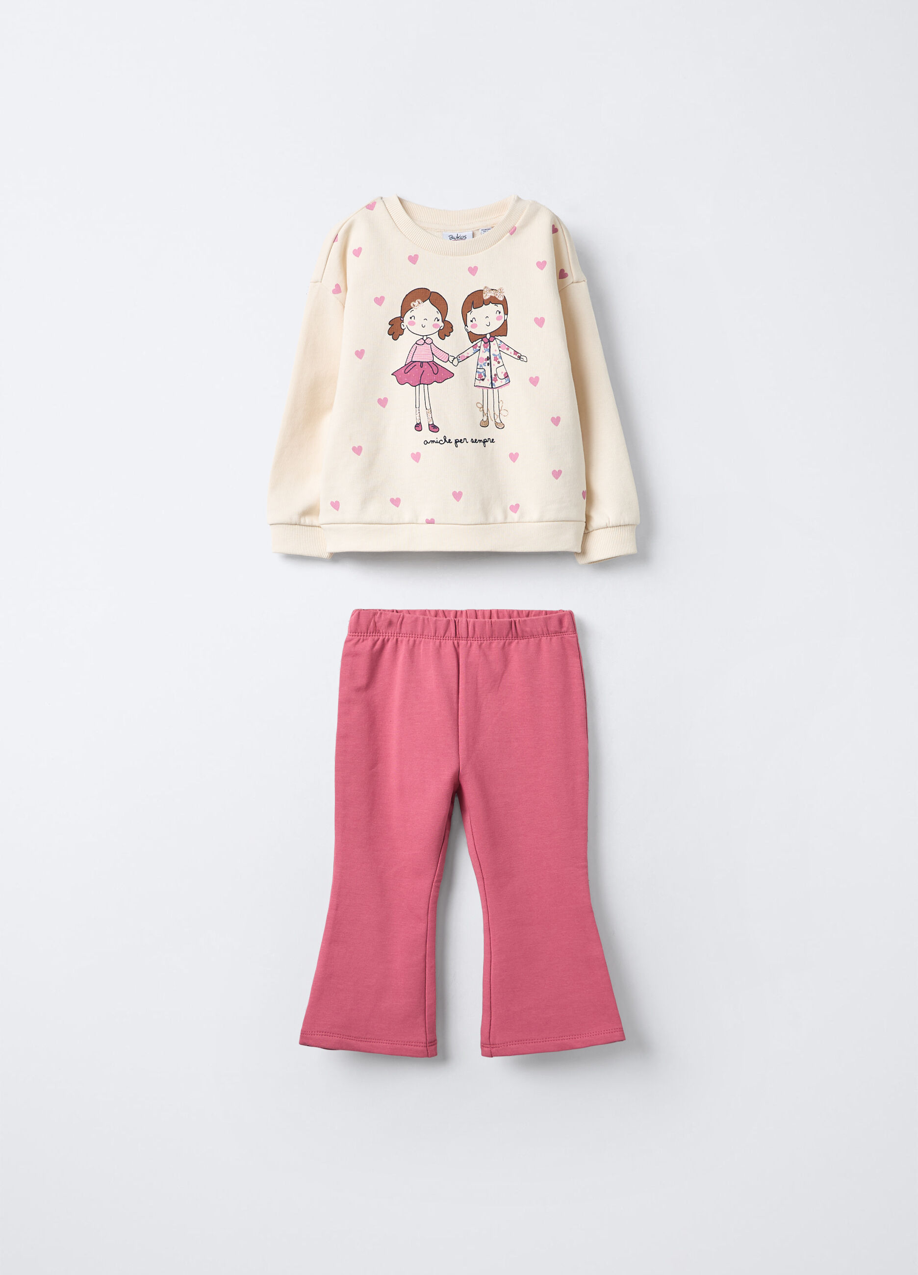 Jogging set in puro cotone garzato bimba_0