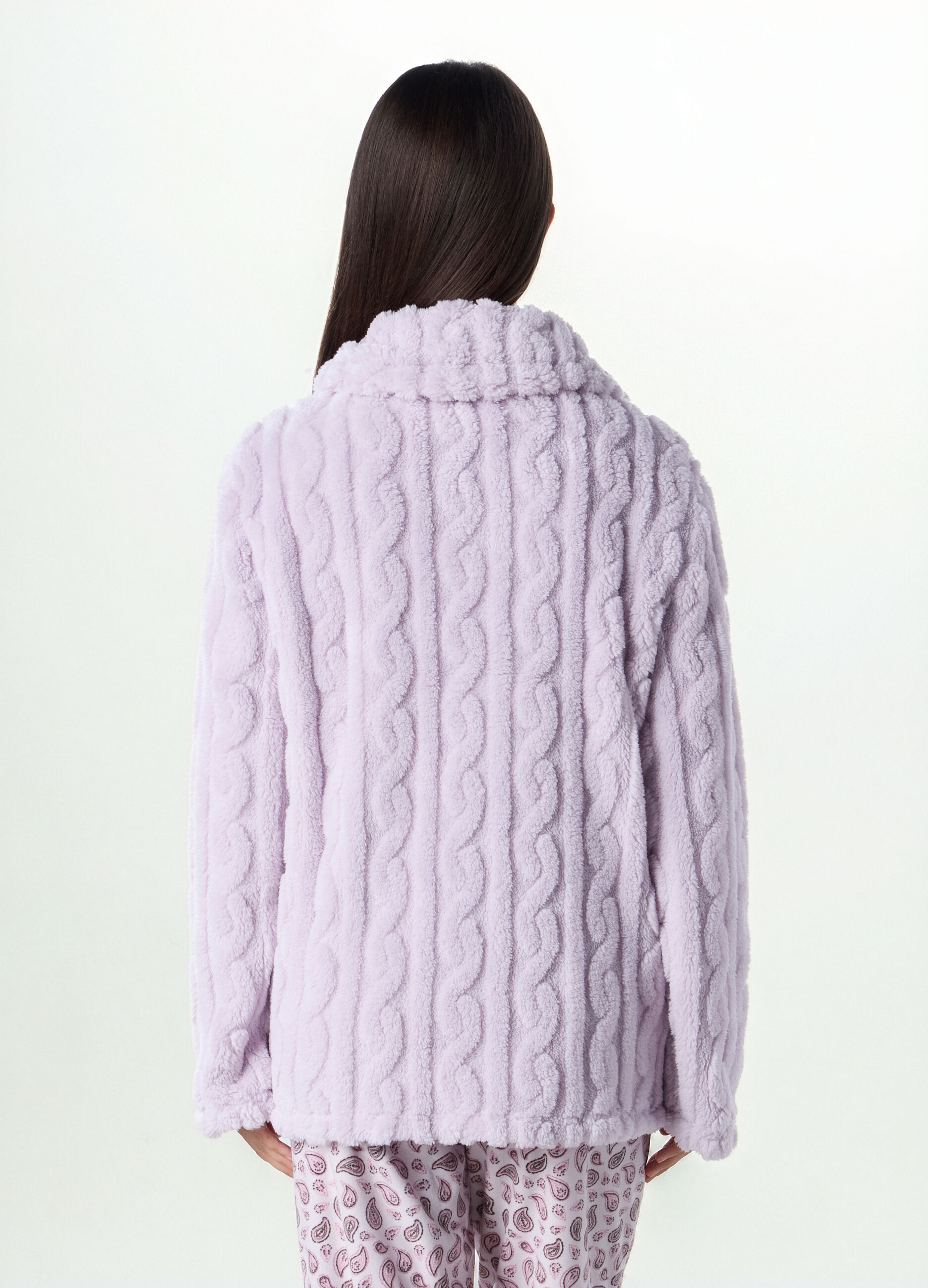 Top pigiama in fake fur a collo alto donna_1