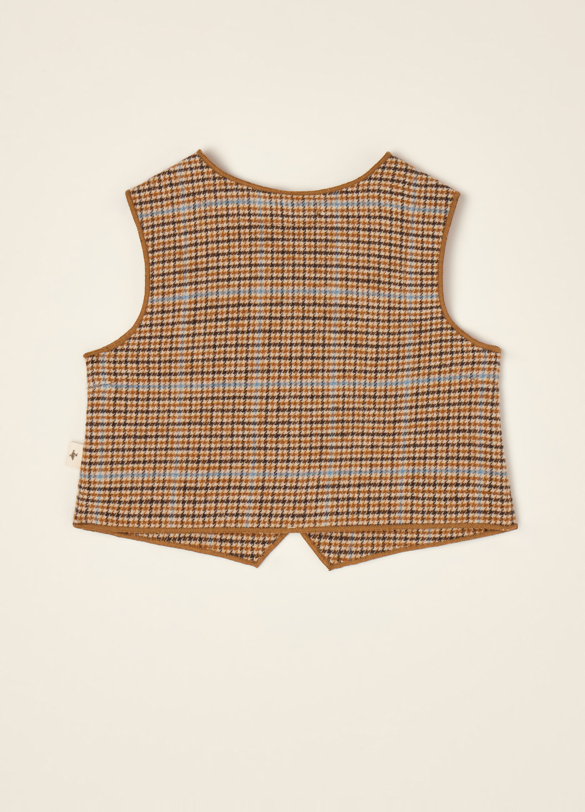Gilet marrone in misto cotone con girocollo_1