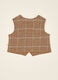 Gilet marrone a quadri in misto cotone con girocollo_1