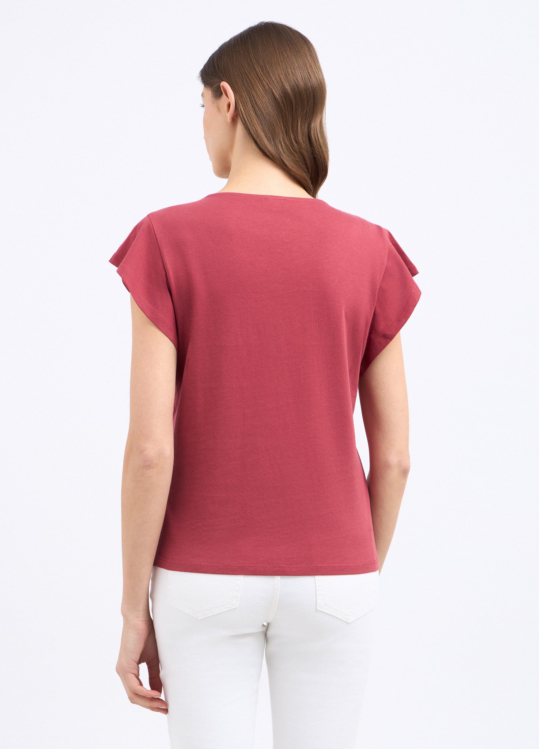 T-shirt in puro cotone con maniche ad aletta donna_1