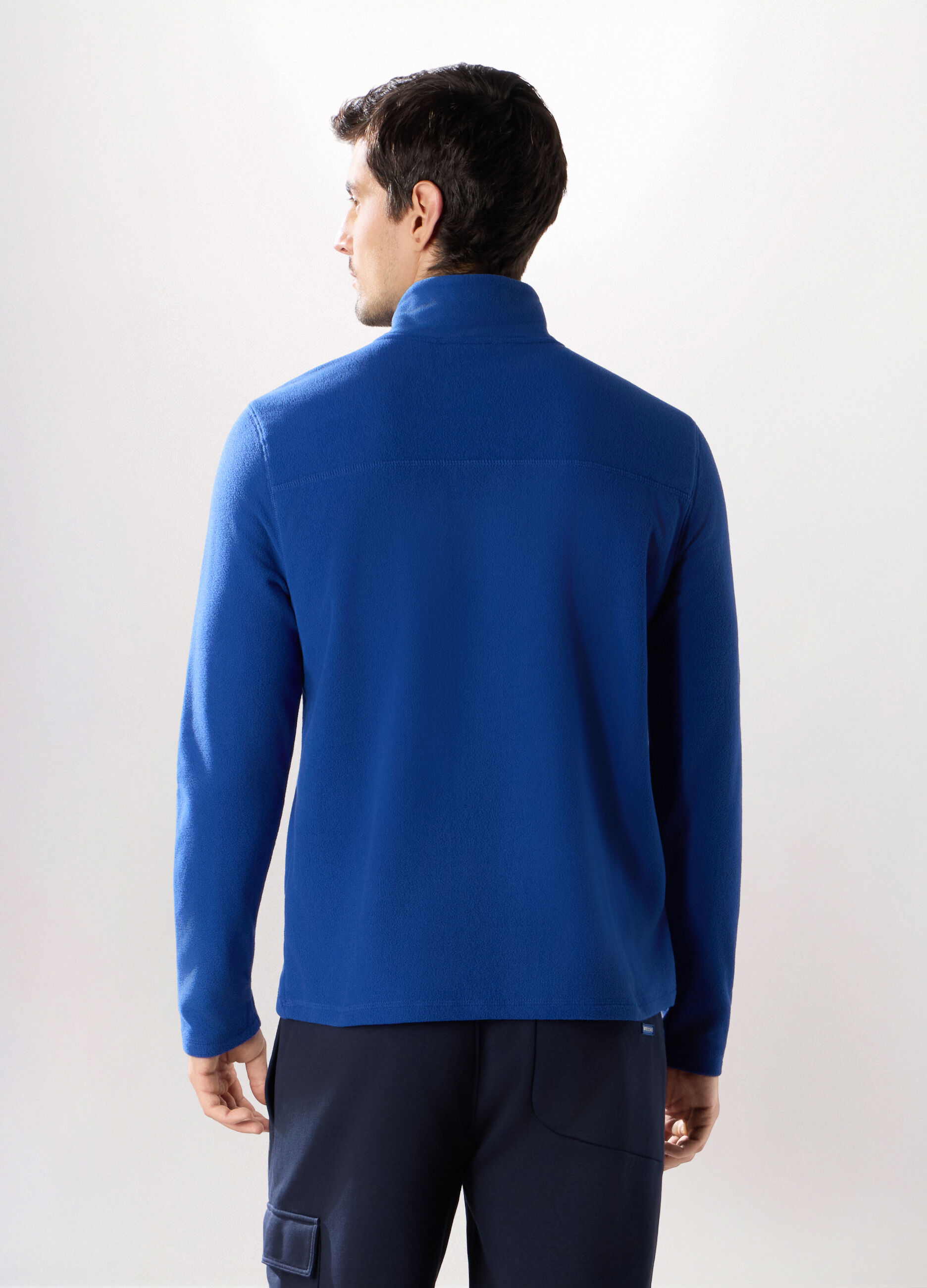 Lupetto con zip in pile uomo_1