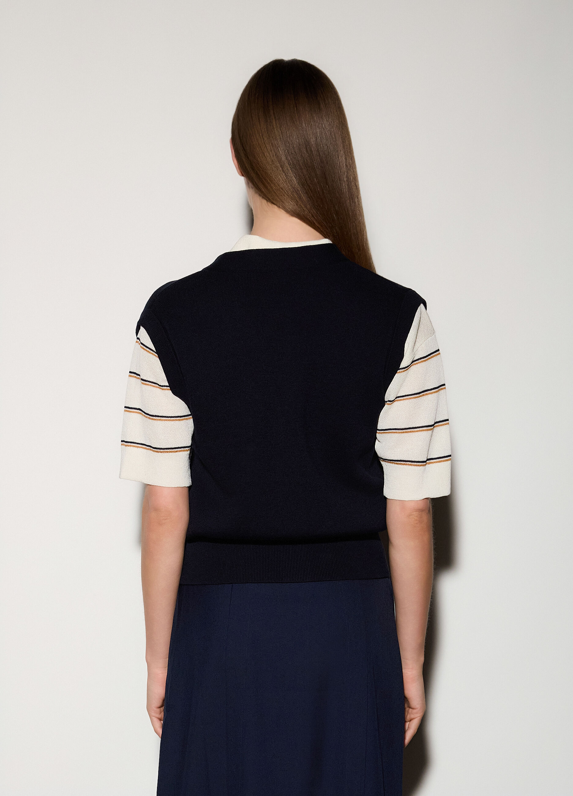 Gilet con scollo a V rasato donna_2