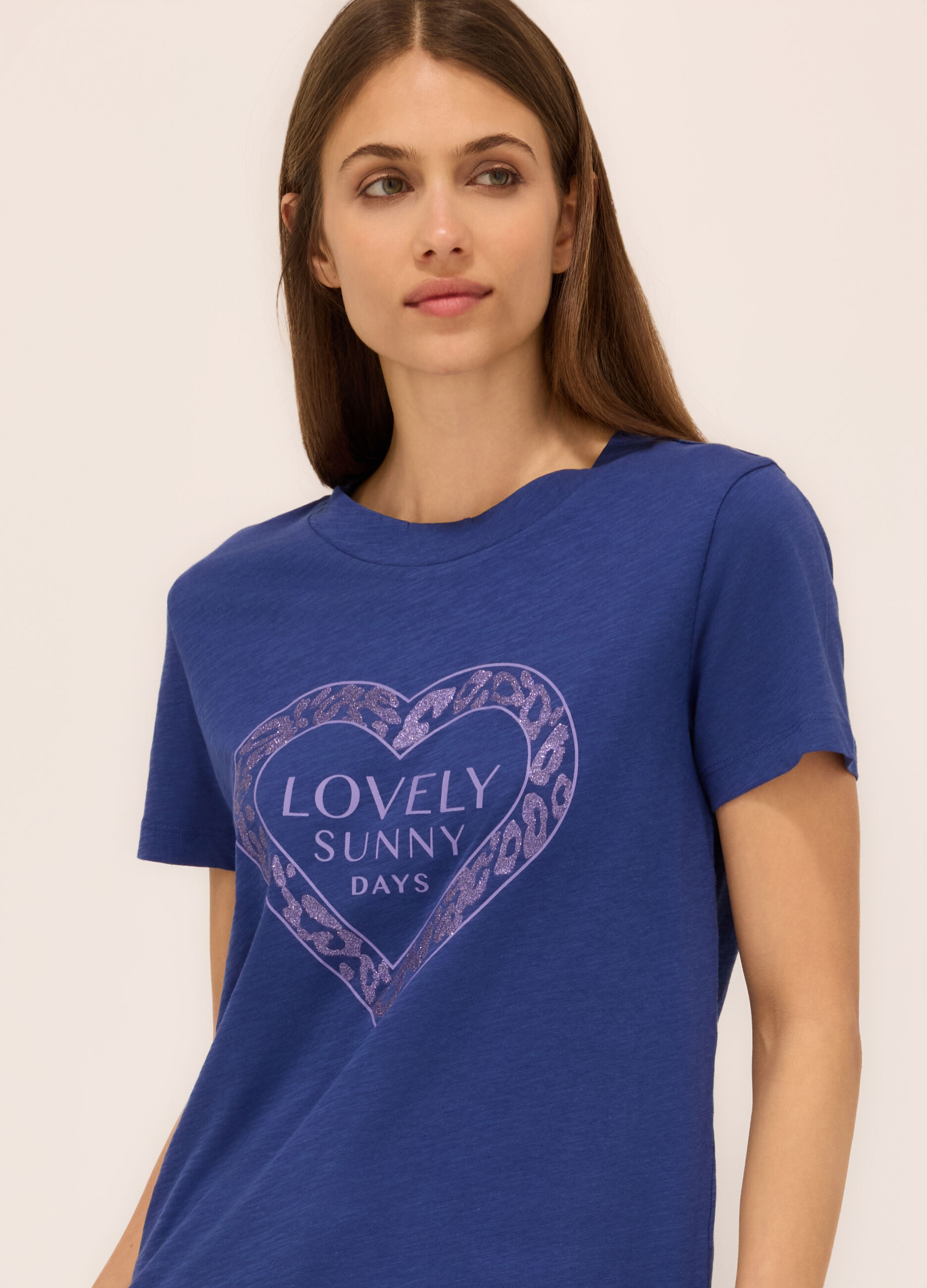 T-shirt in jersey slub di puro cotone donna_2