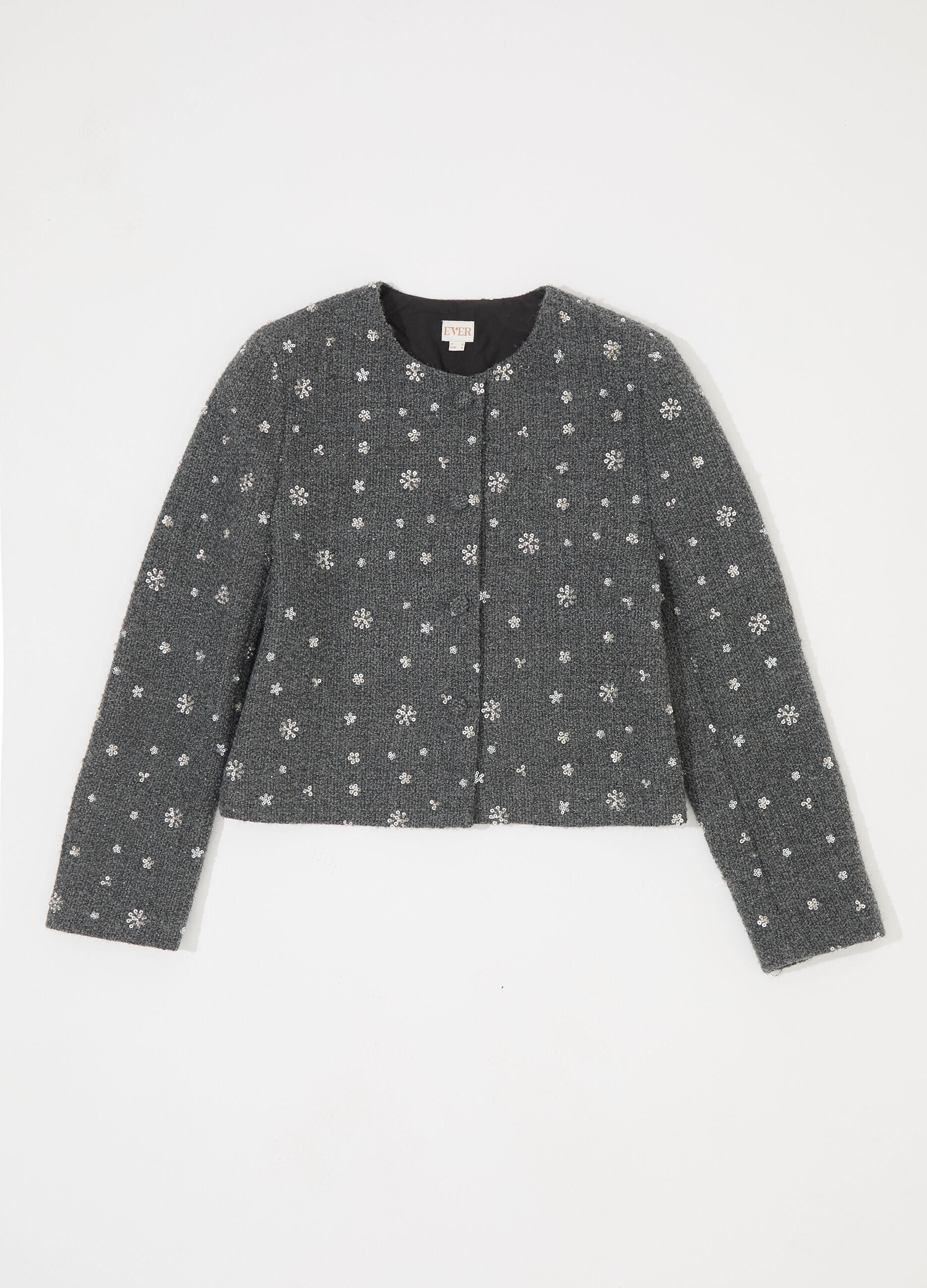 Giacca in bouclé misto lana con paillettes donna_4