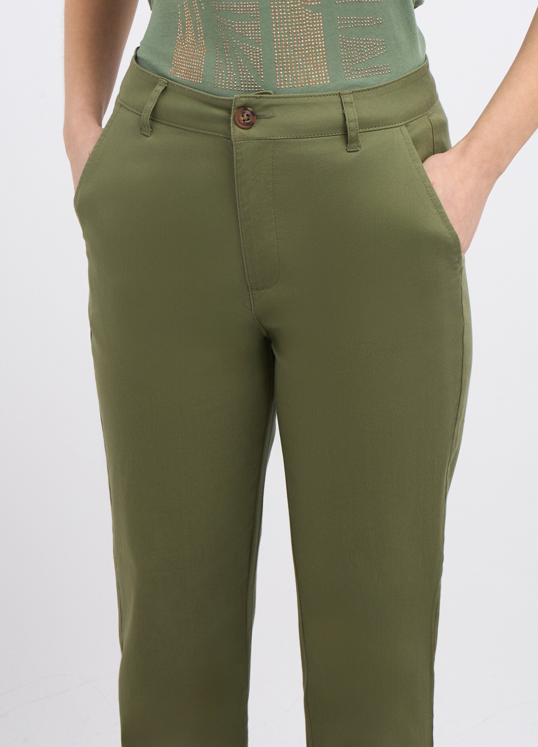 Pantaloni in twill a sigaretta donna_2