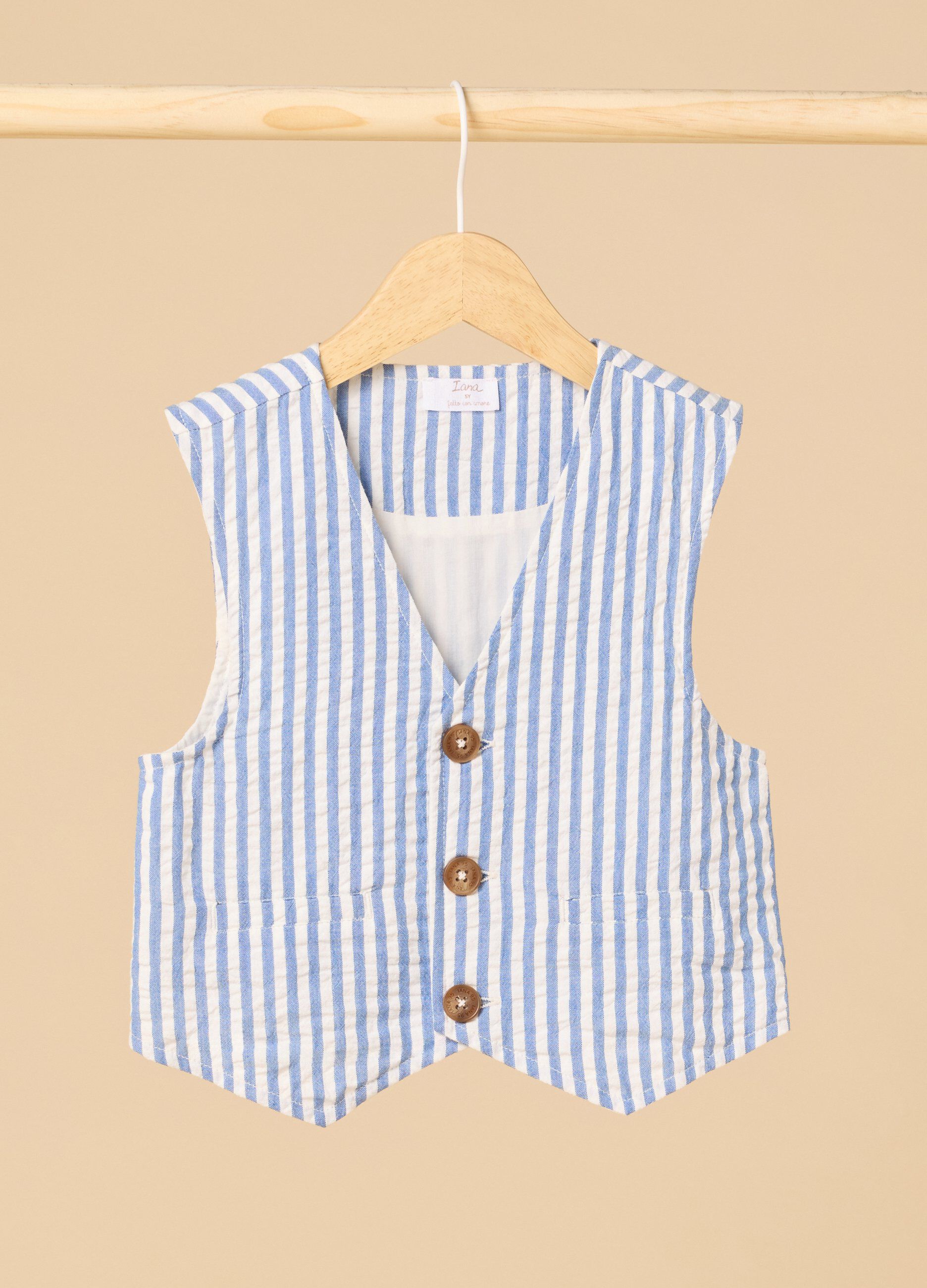 Gilet rigato IANA in cotone stretch bambino_0