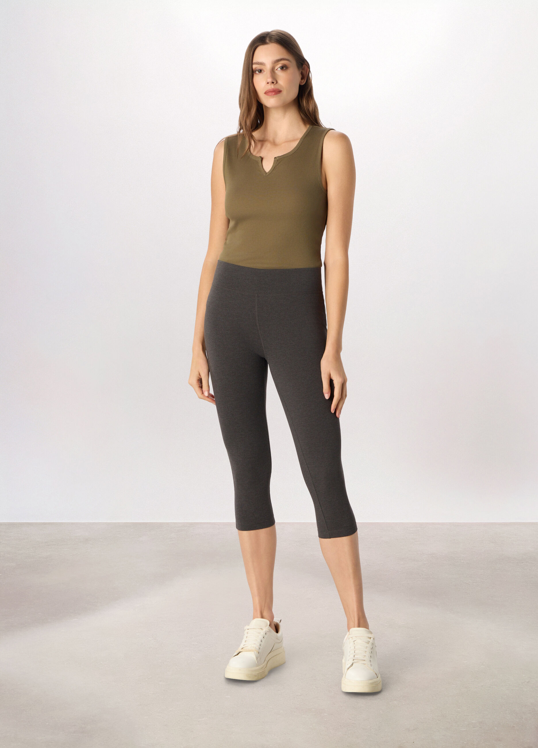 Leggings capri in jersey di cotone stretch Holistic fitness donna_0