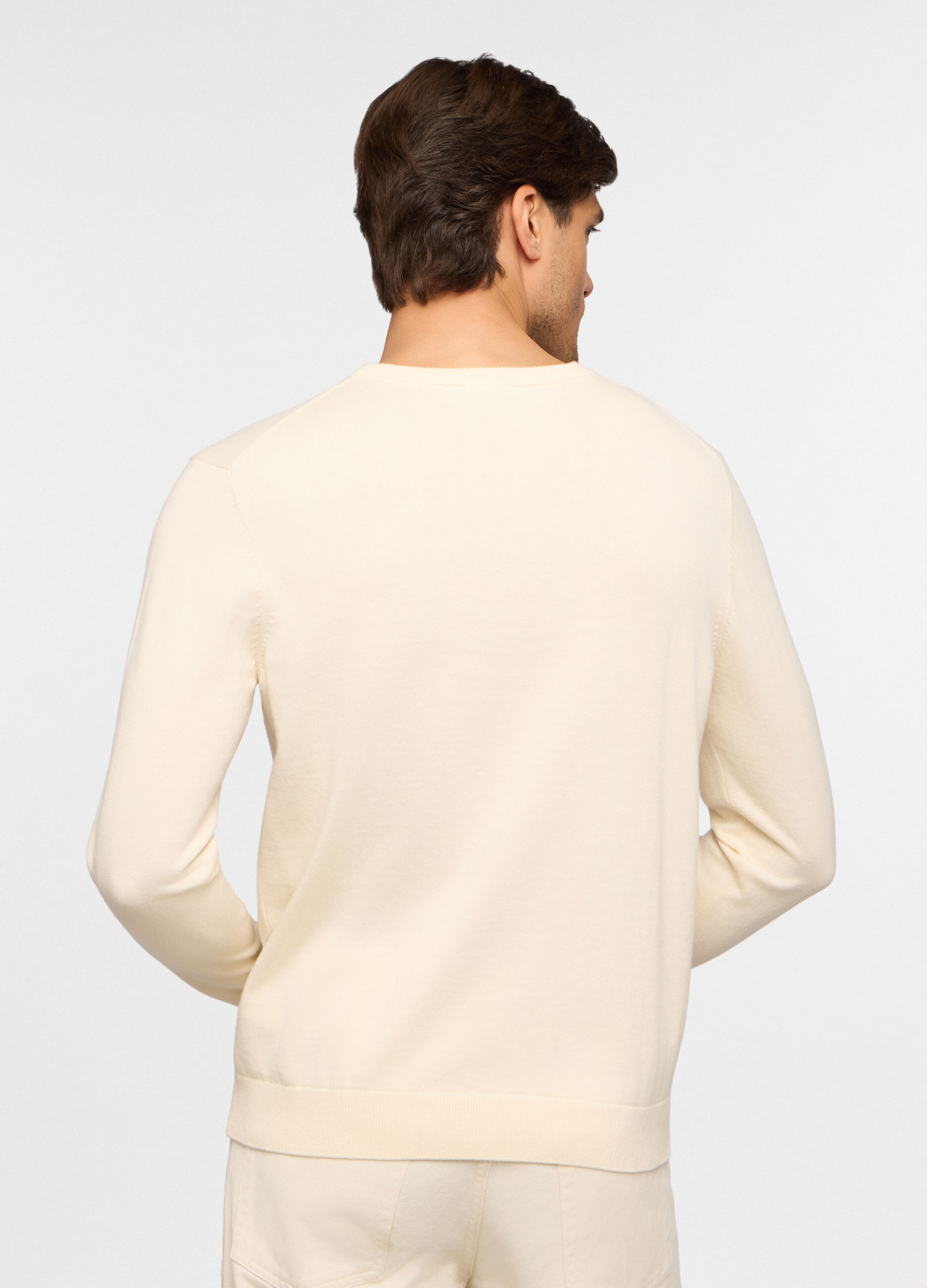 Maglione girocollo maglia rasata in cotone uomo_1
