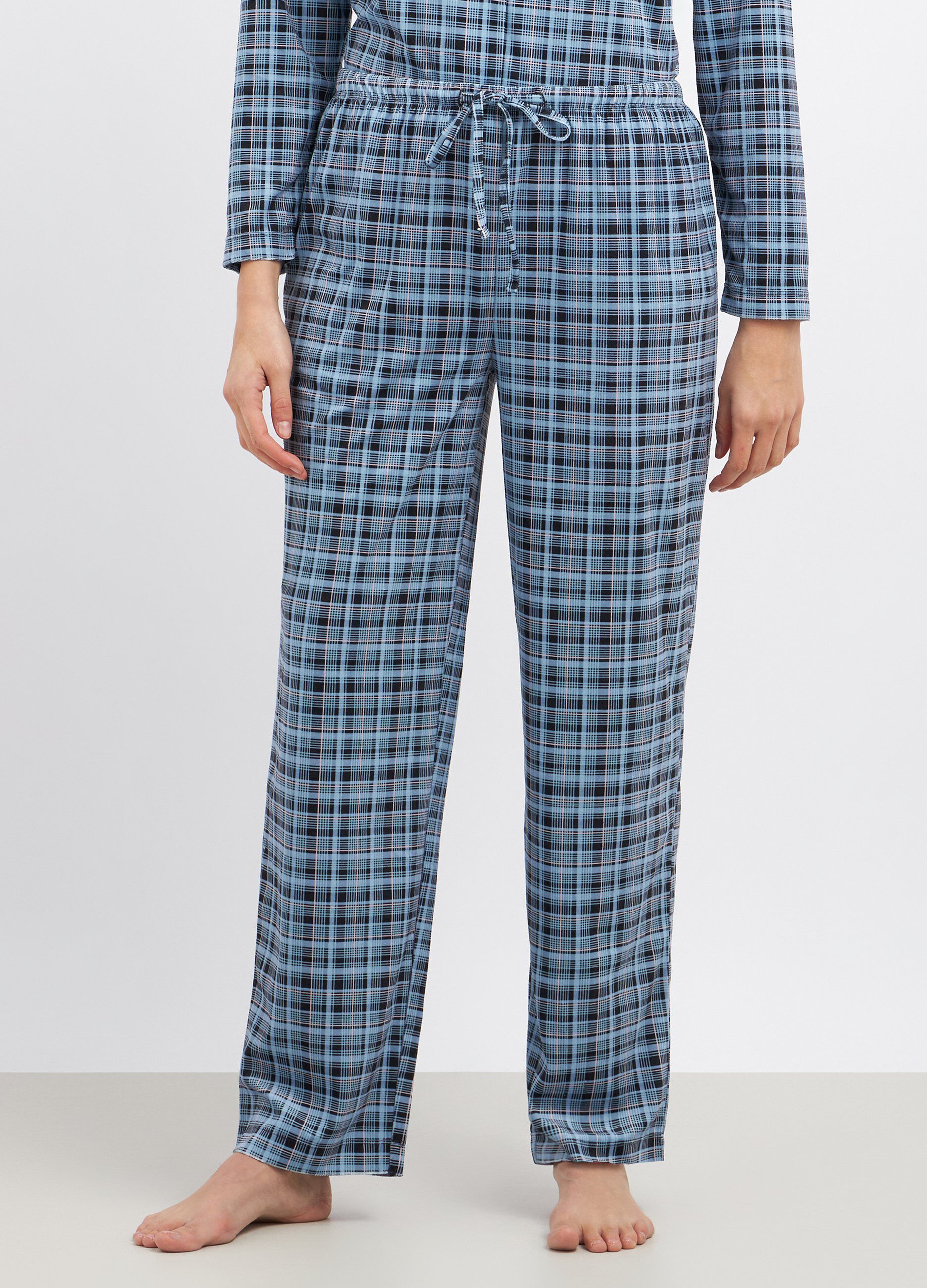 Pantaloni lunghi pigiama a quadri donna_0