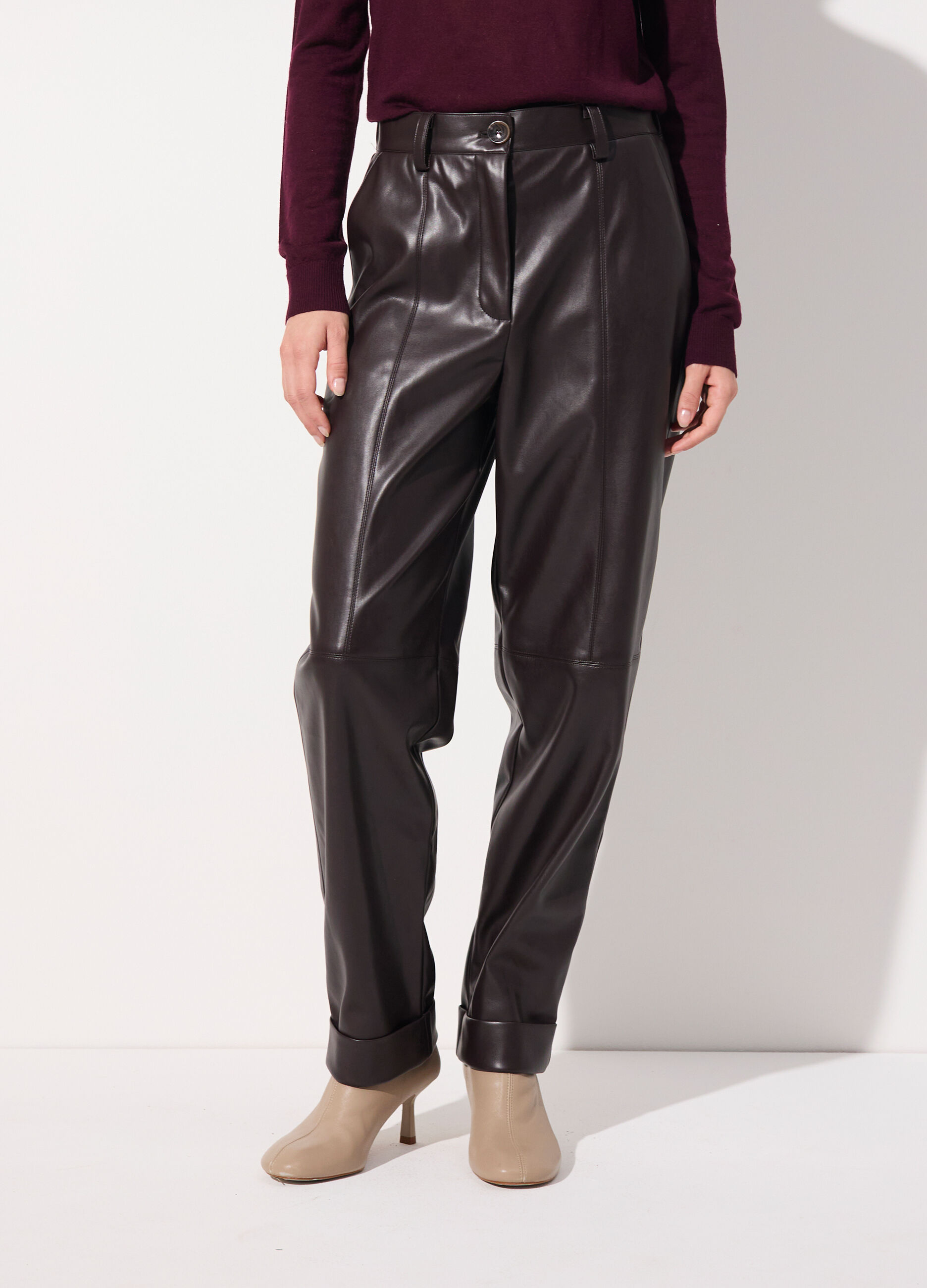 Pantalone balloon in ecopelle donna_1