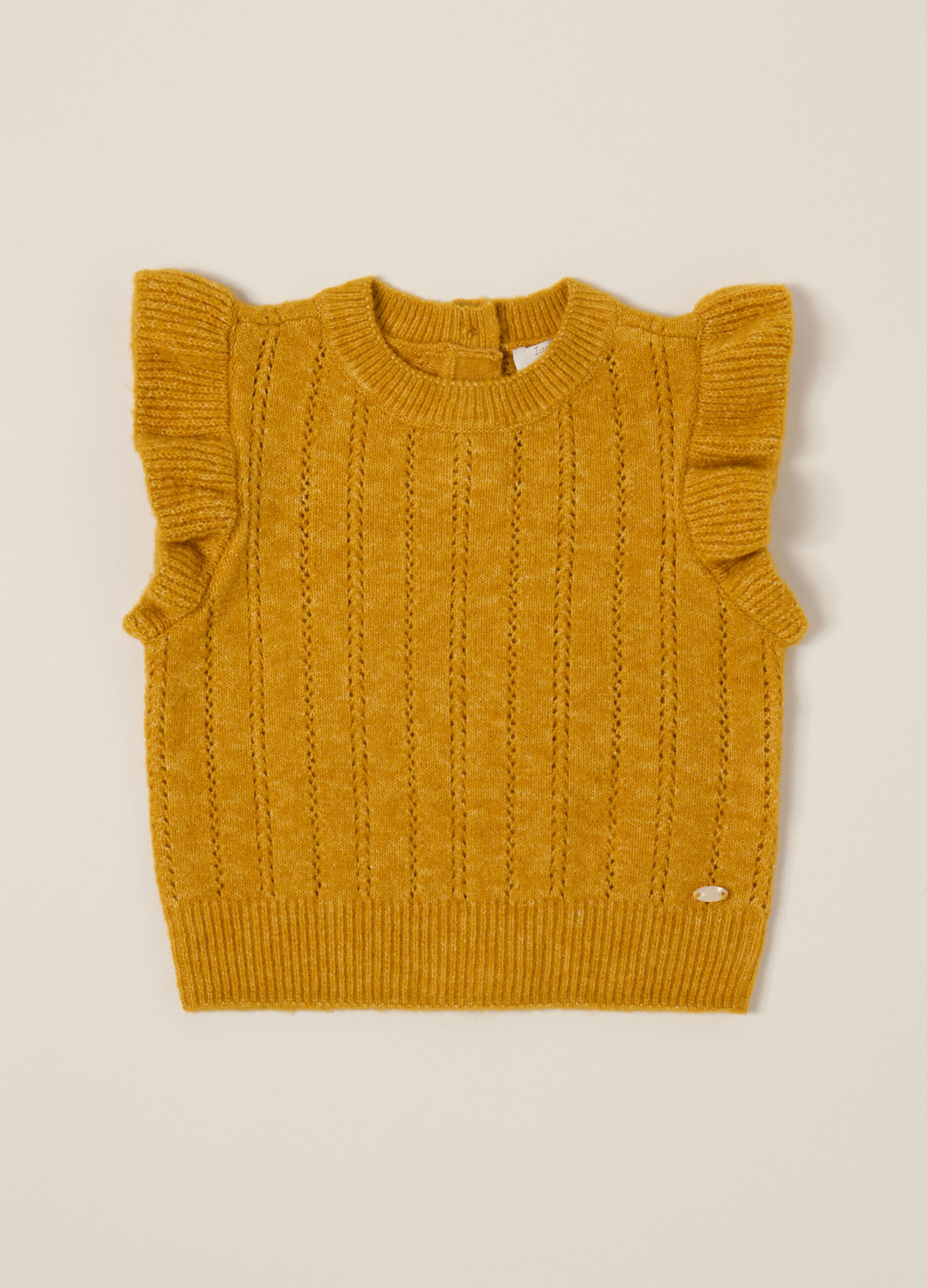 Maglia gialla per bambina in tessuto elasticizzato_1