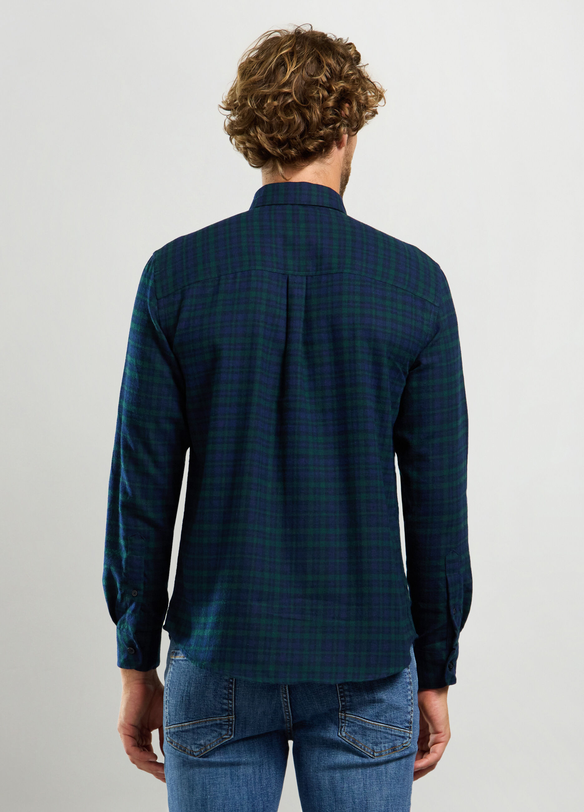 Camicia regular fit con colletto button down in flanella uomo_1