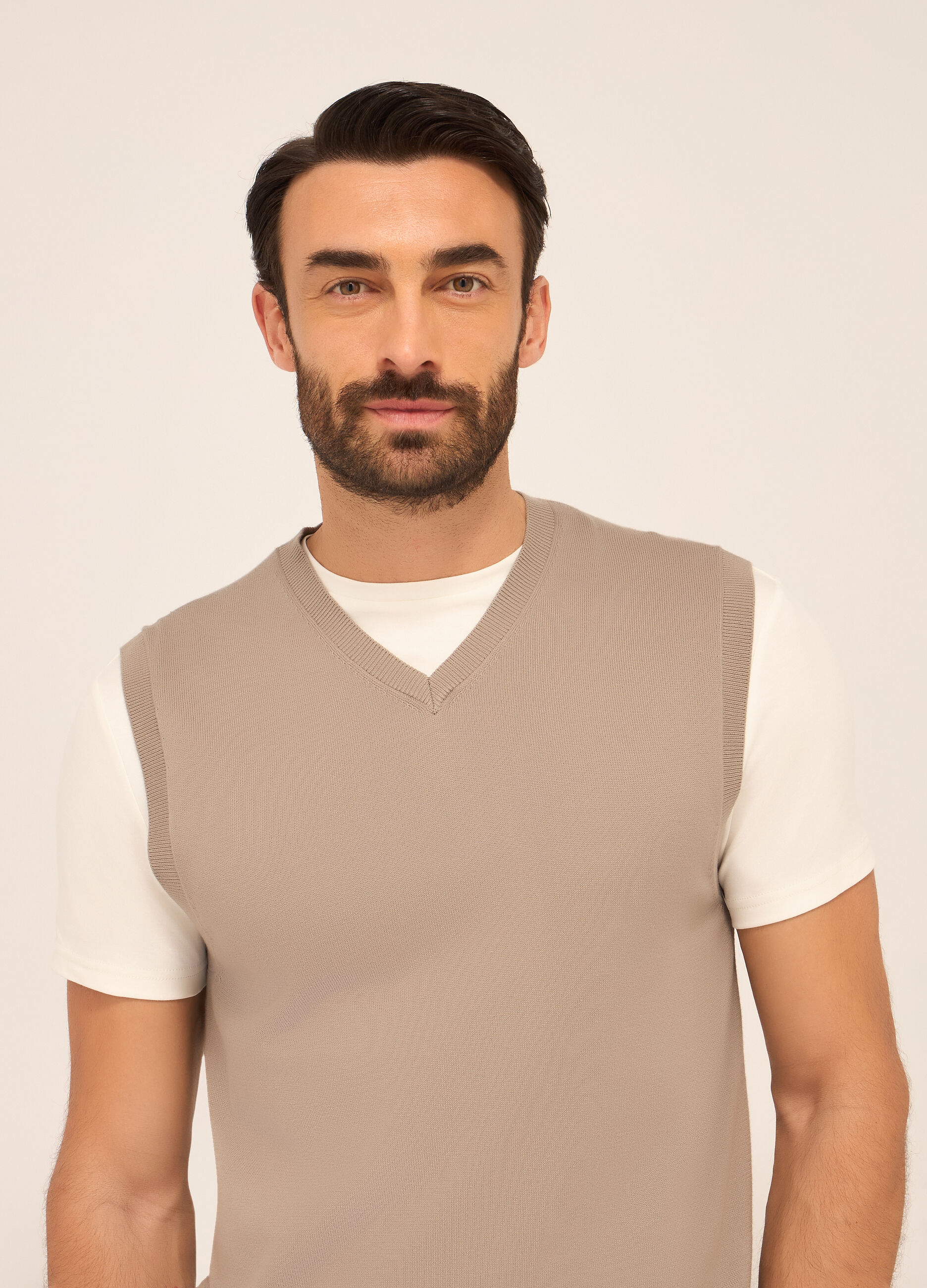 Gilet collo a V in puro cotone uomo_2