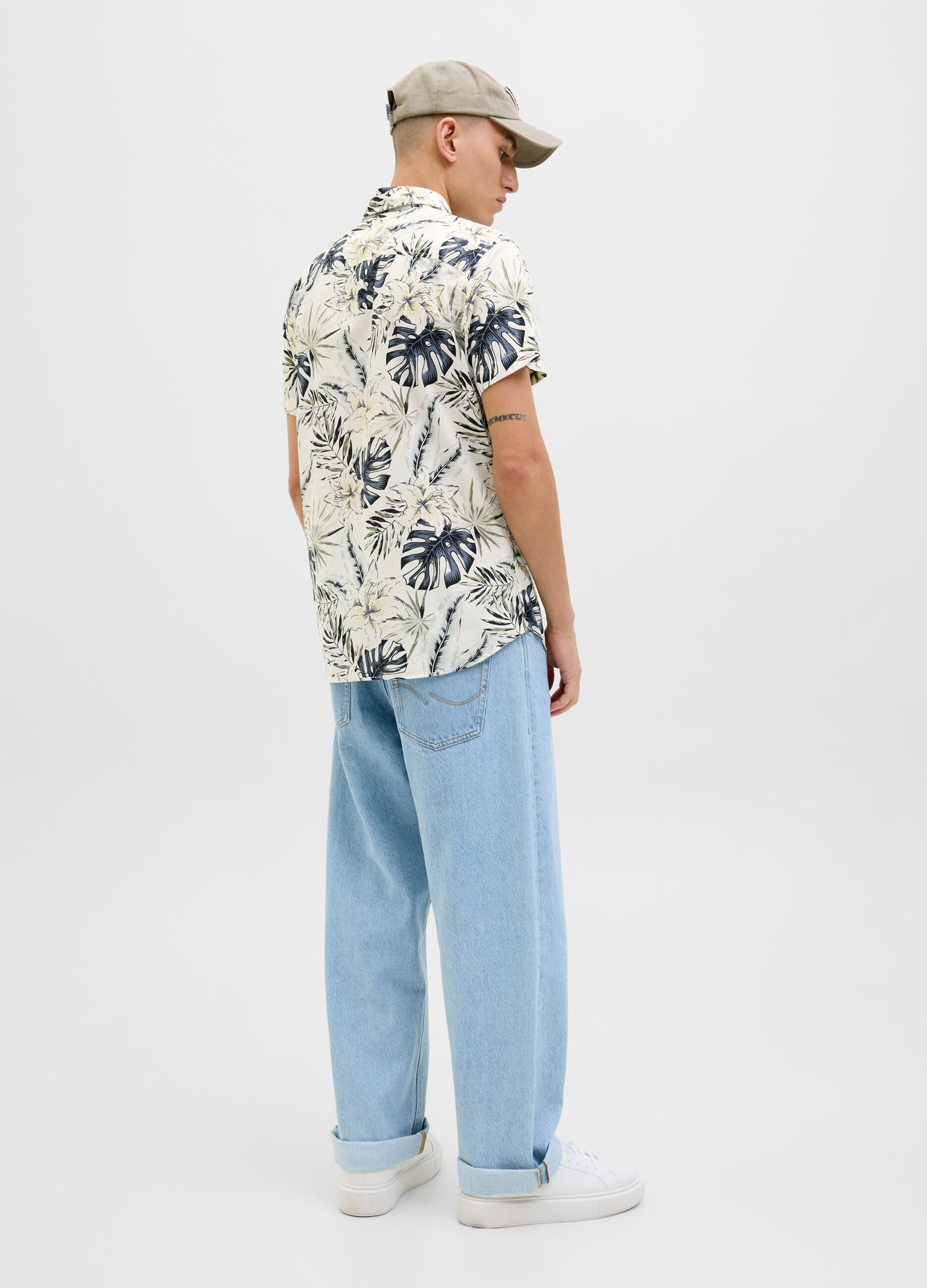 Camicia a maniche corte con stampa uomo