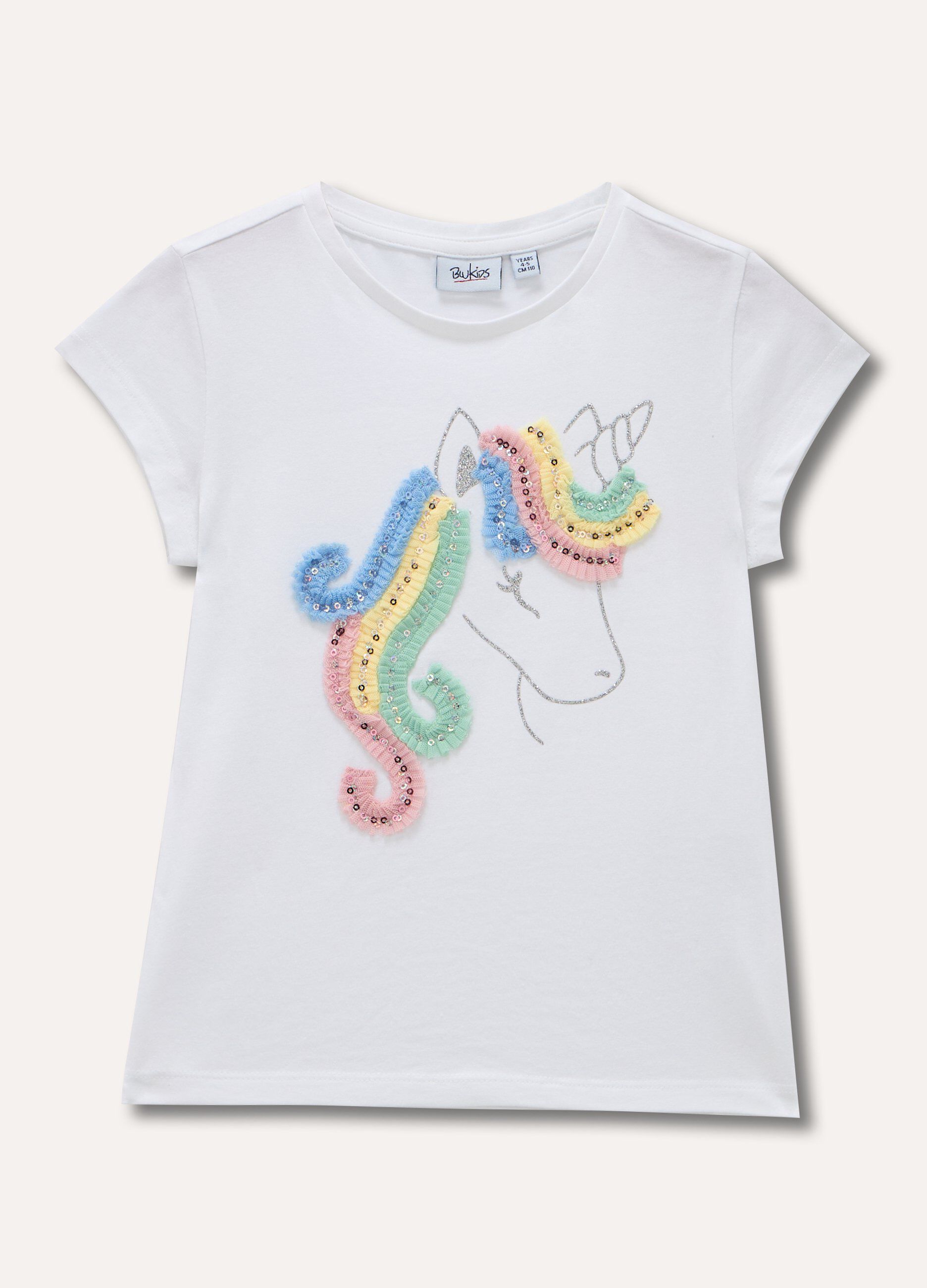 T-shirt in cotone stretch con applicazioni bambina_0