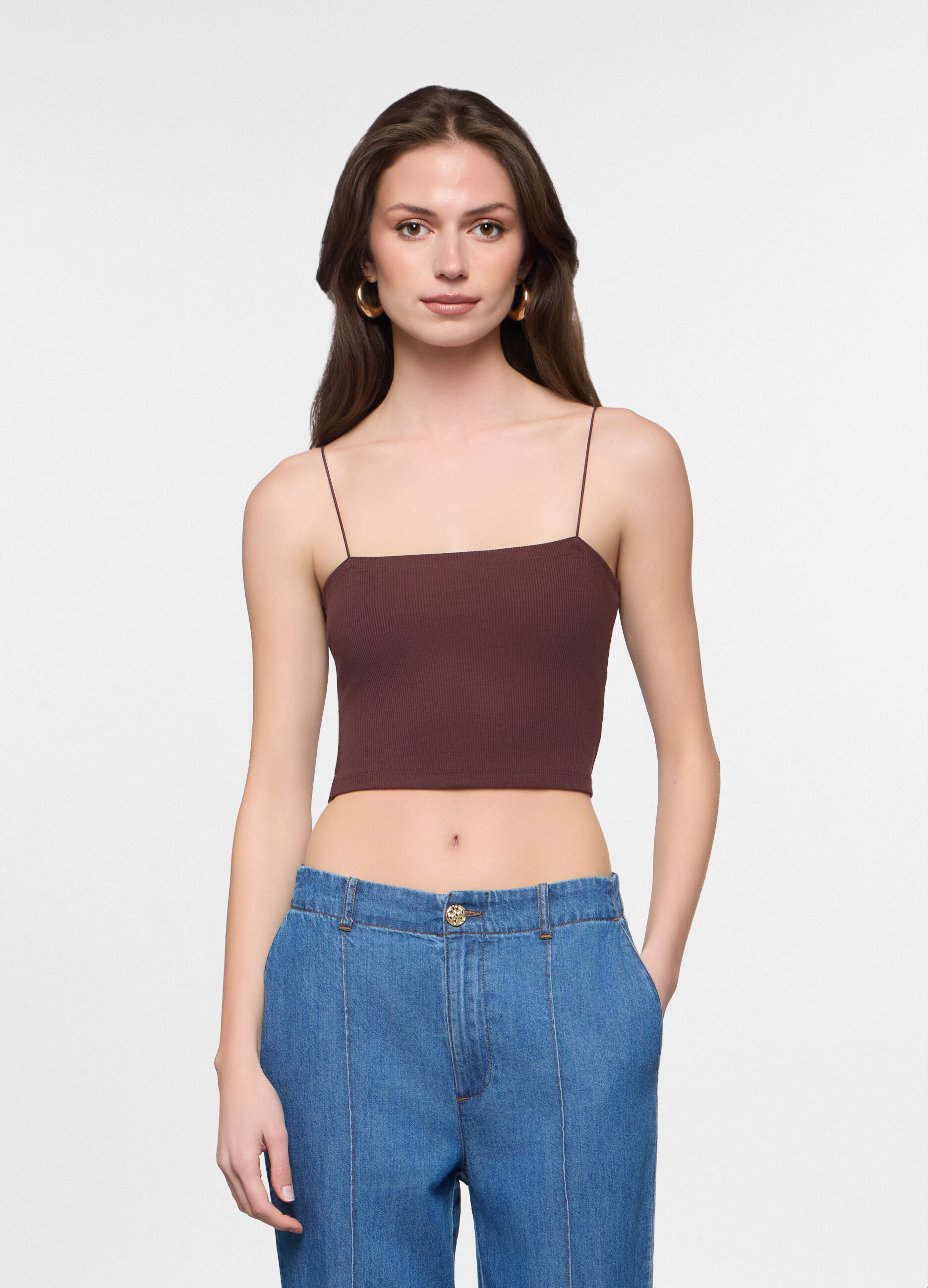 Canotta fitted in costina stretch donna_0