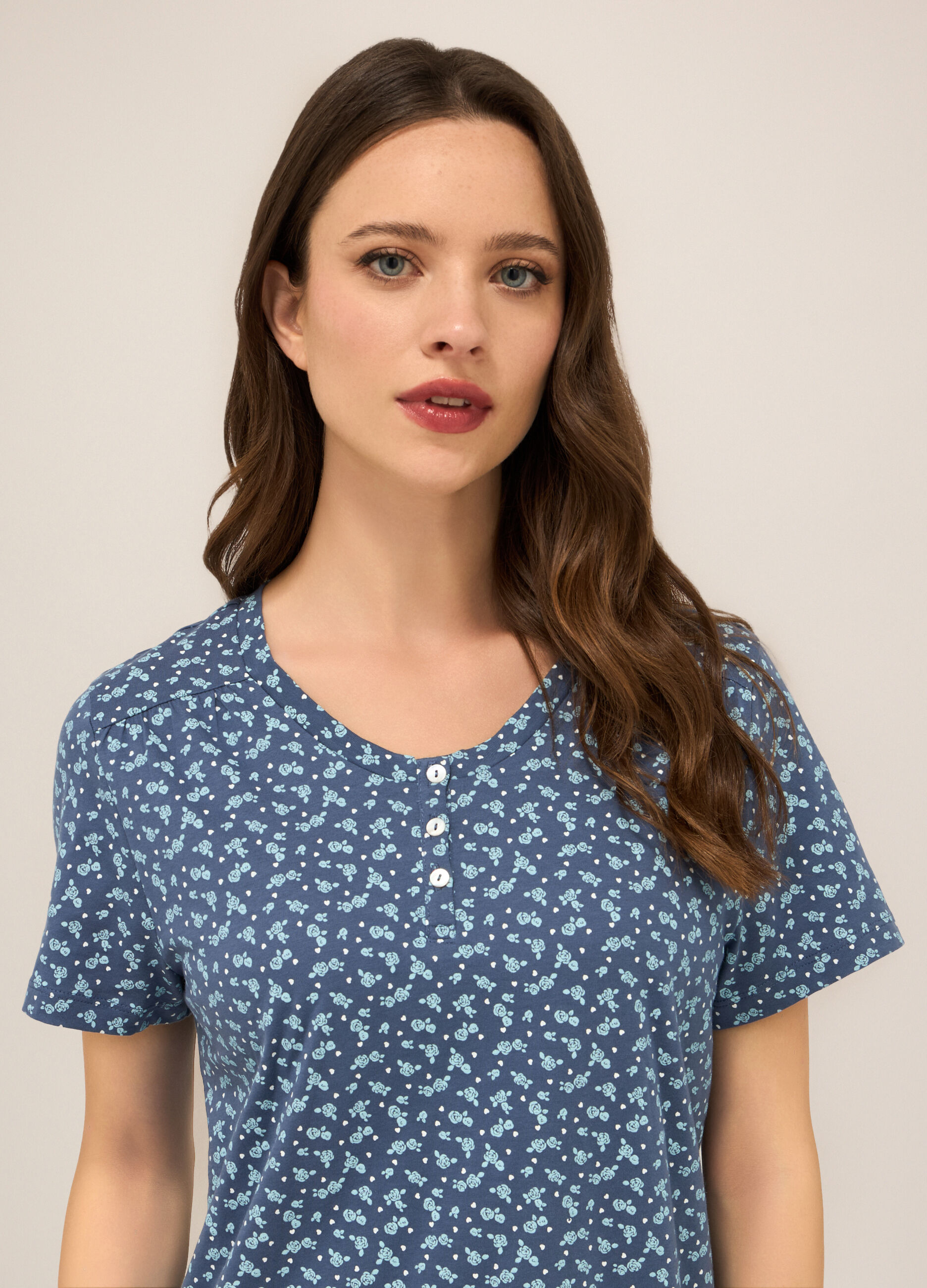 Set pigiama corto in jersey di puro cotone donna_2