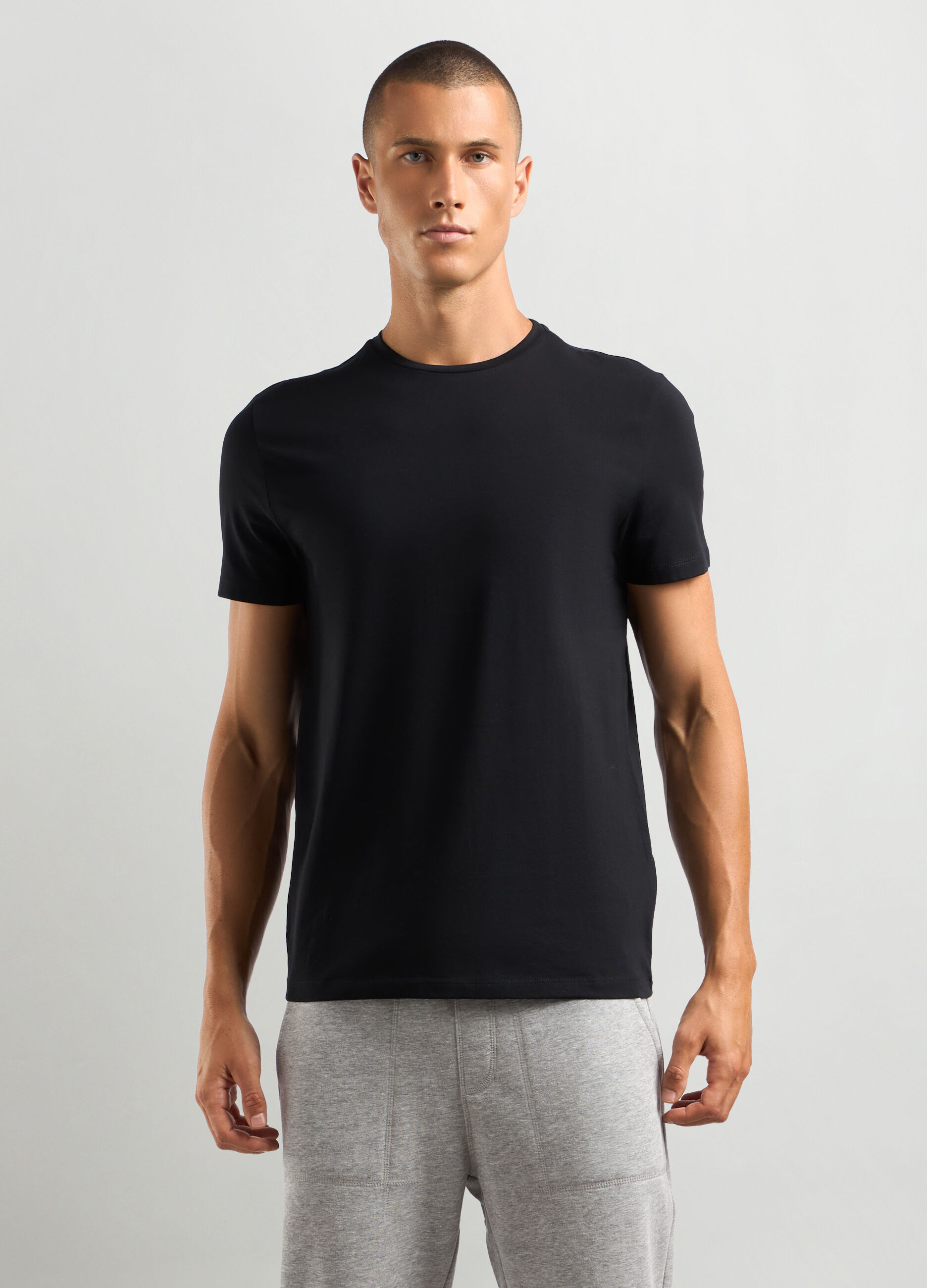 T-shirt girocollo in cotone stretch uomo_0