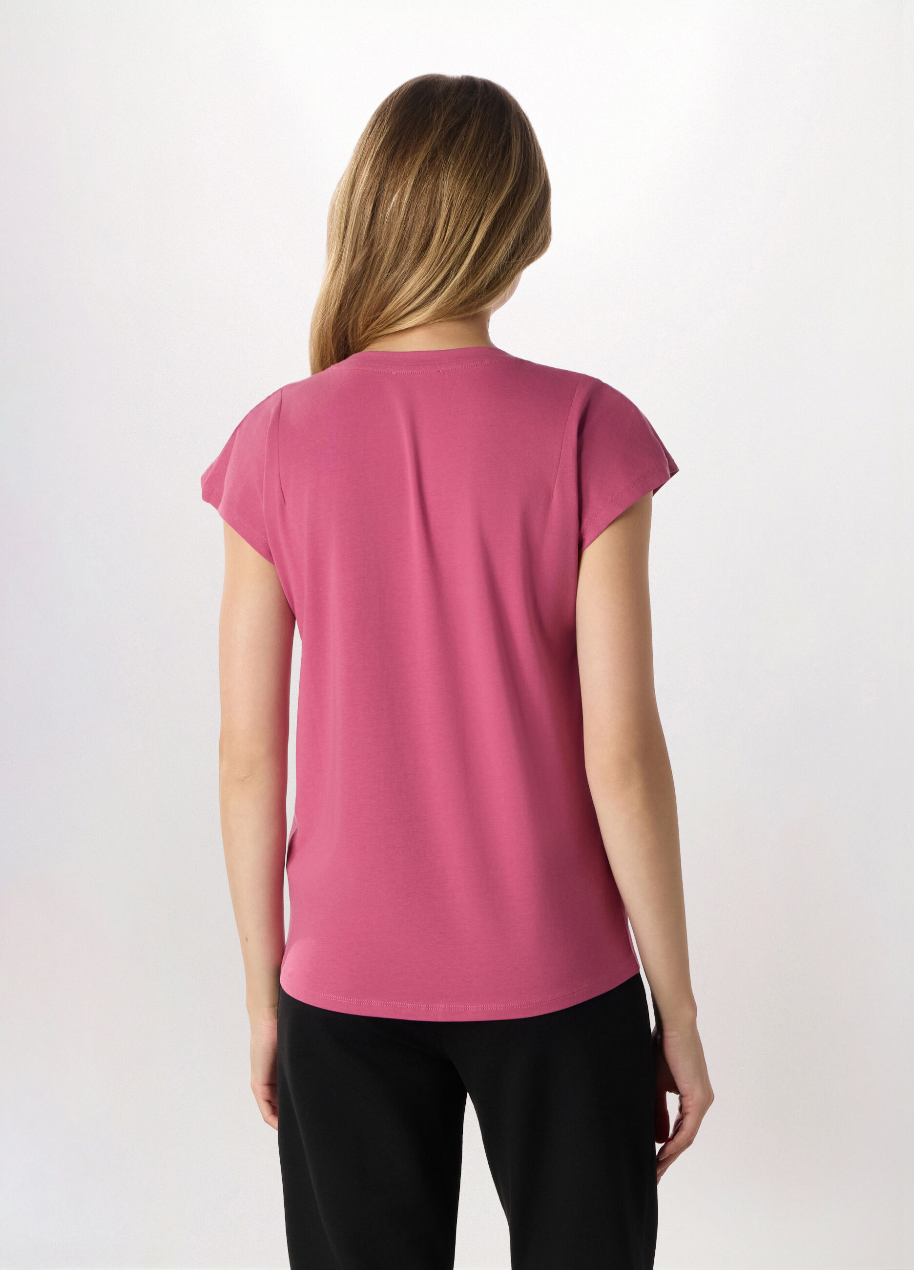 T-shirt in jersey di cotone stretch donna_1