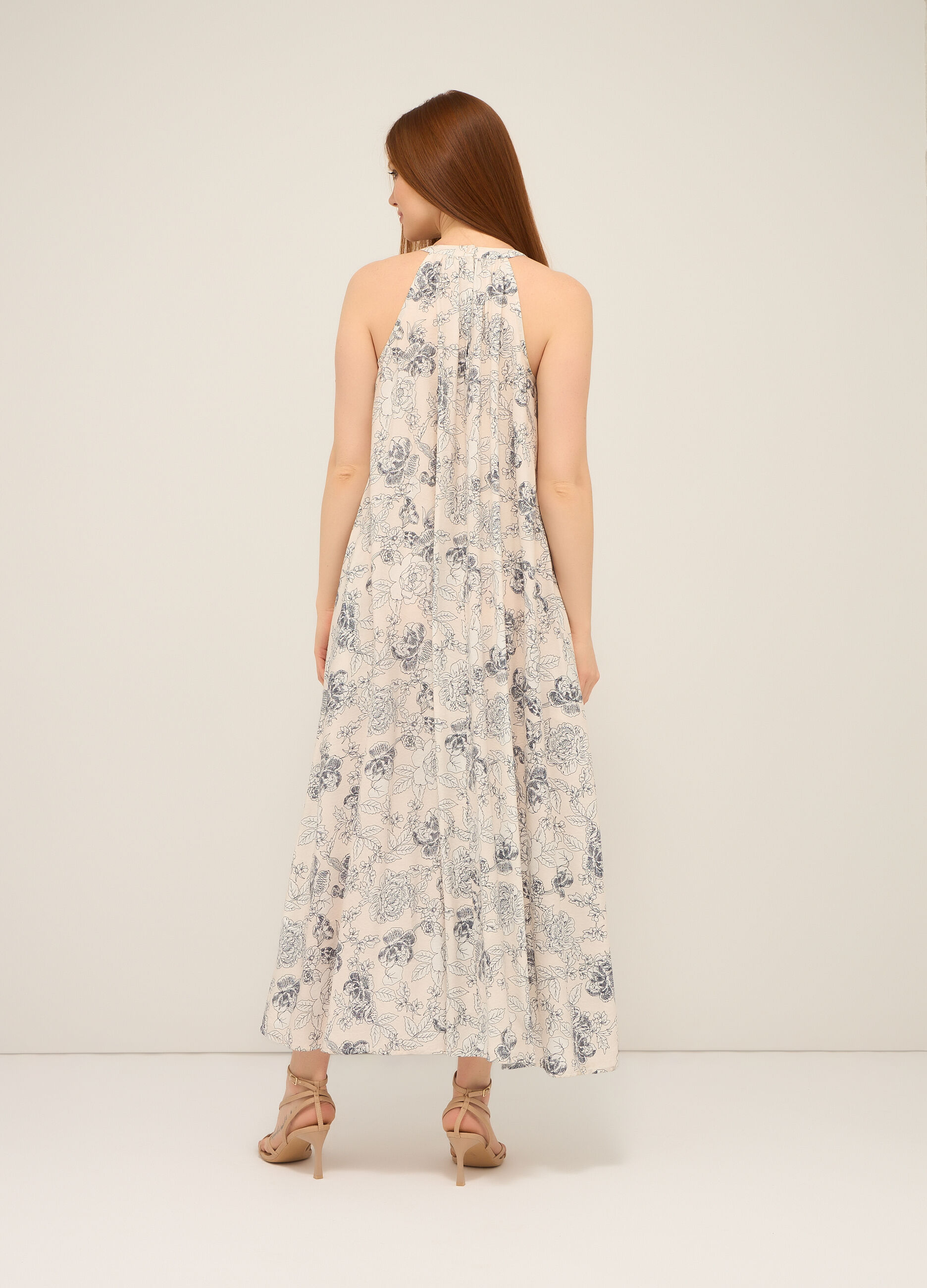 Vestito lungo smanicato in puro cotone donna_1