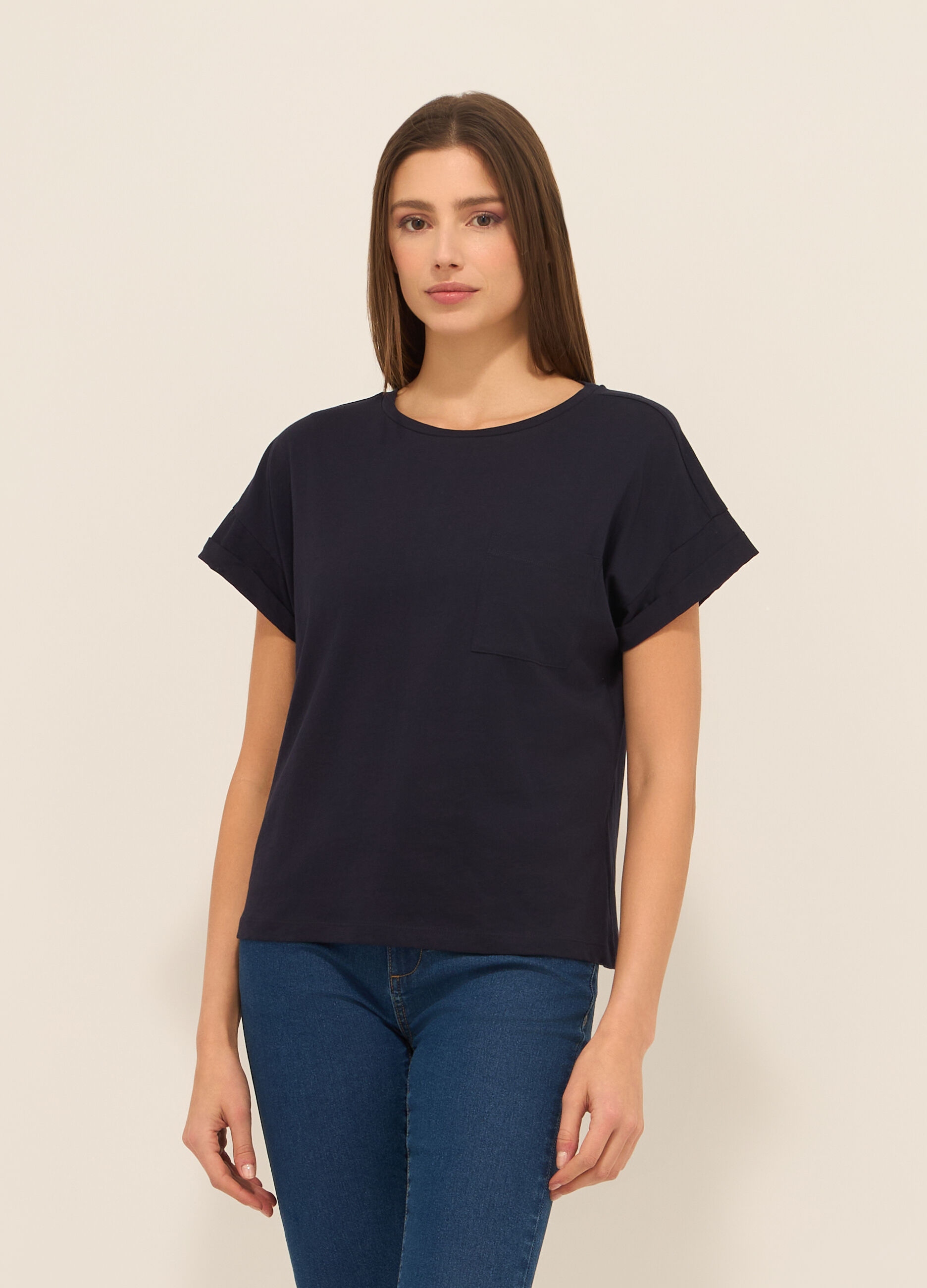 T-shirt in jersey di puro cotone donna_0