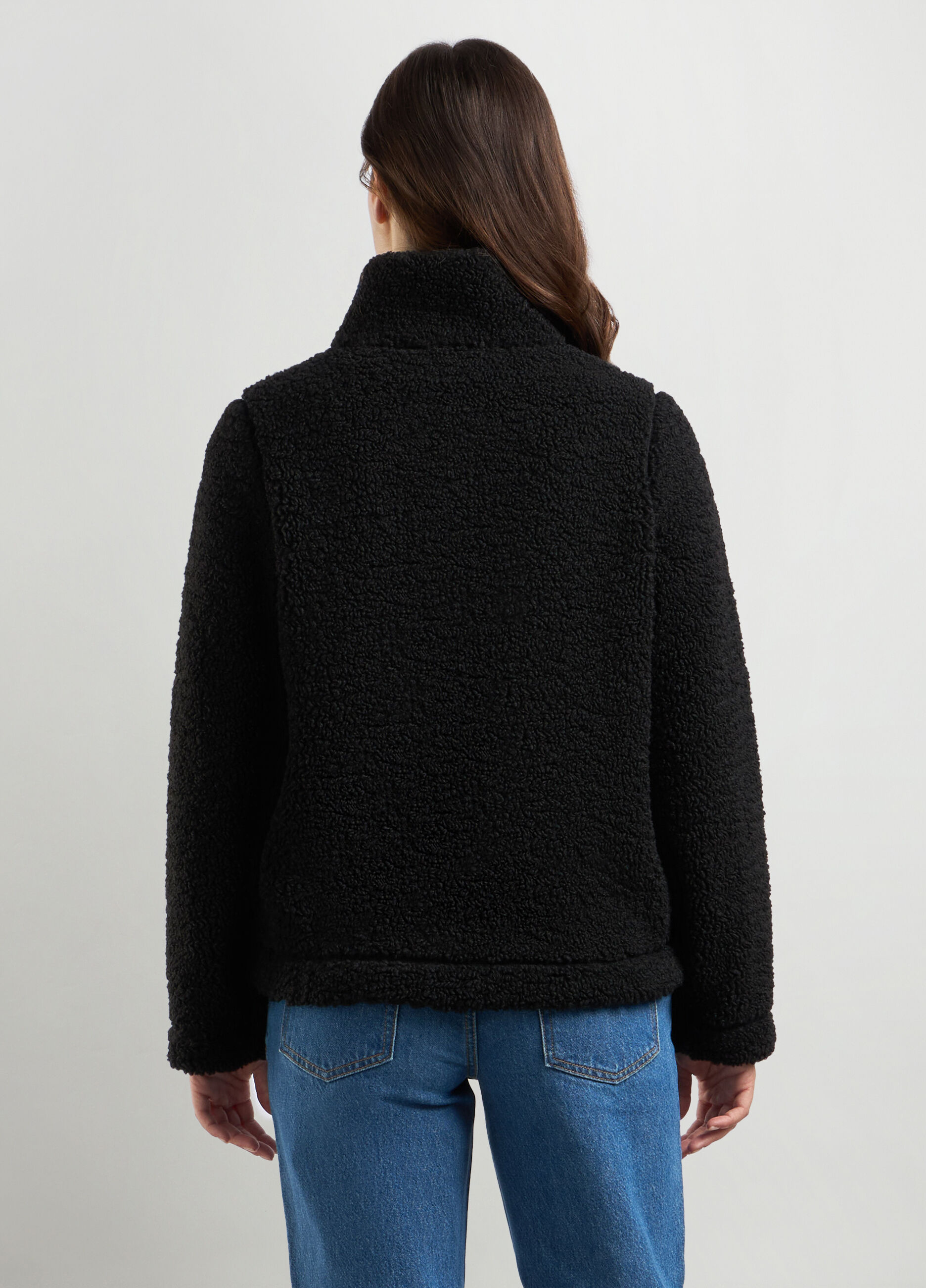 Felpa in sherpa full zip donna_1