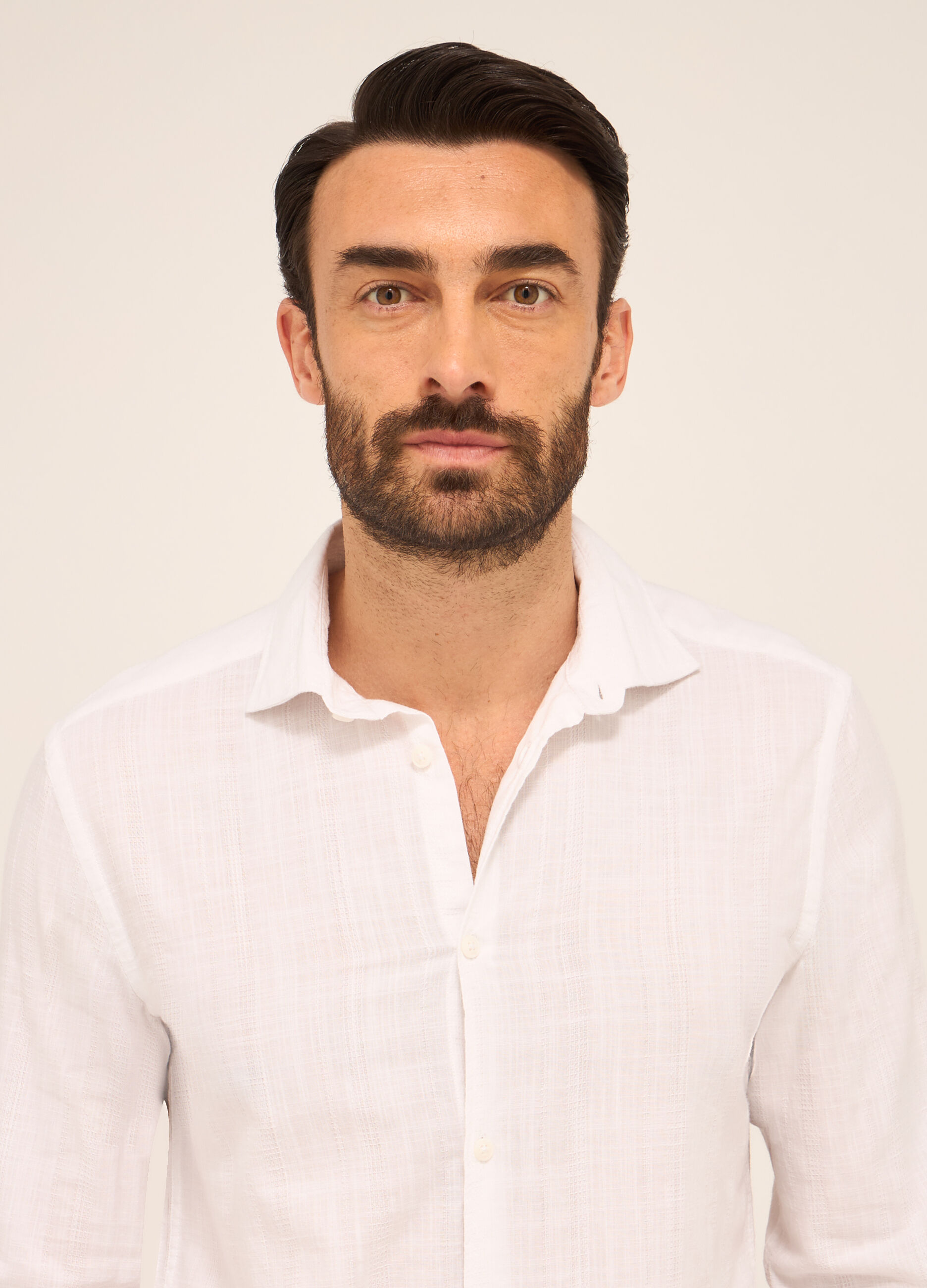 Camicia slim fit in puro cotone lavorato uomo_2