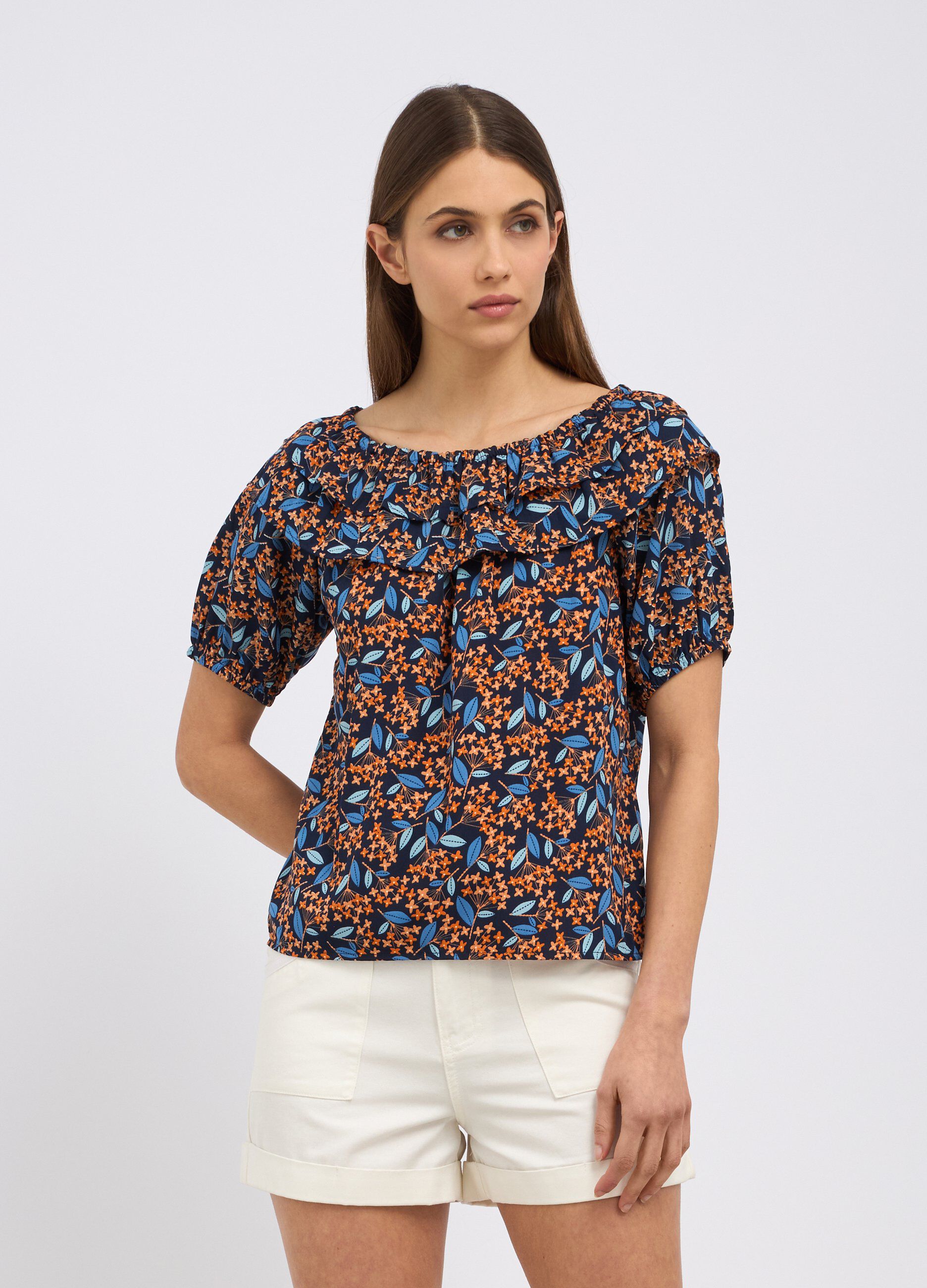 Blusa con scollo a barchetta donna_0