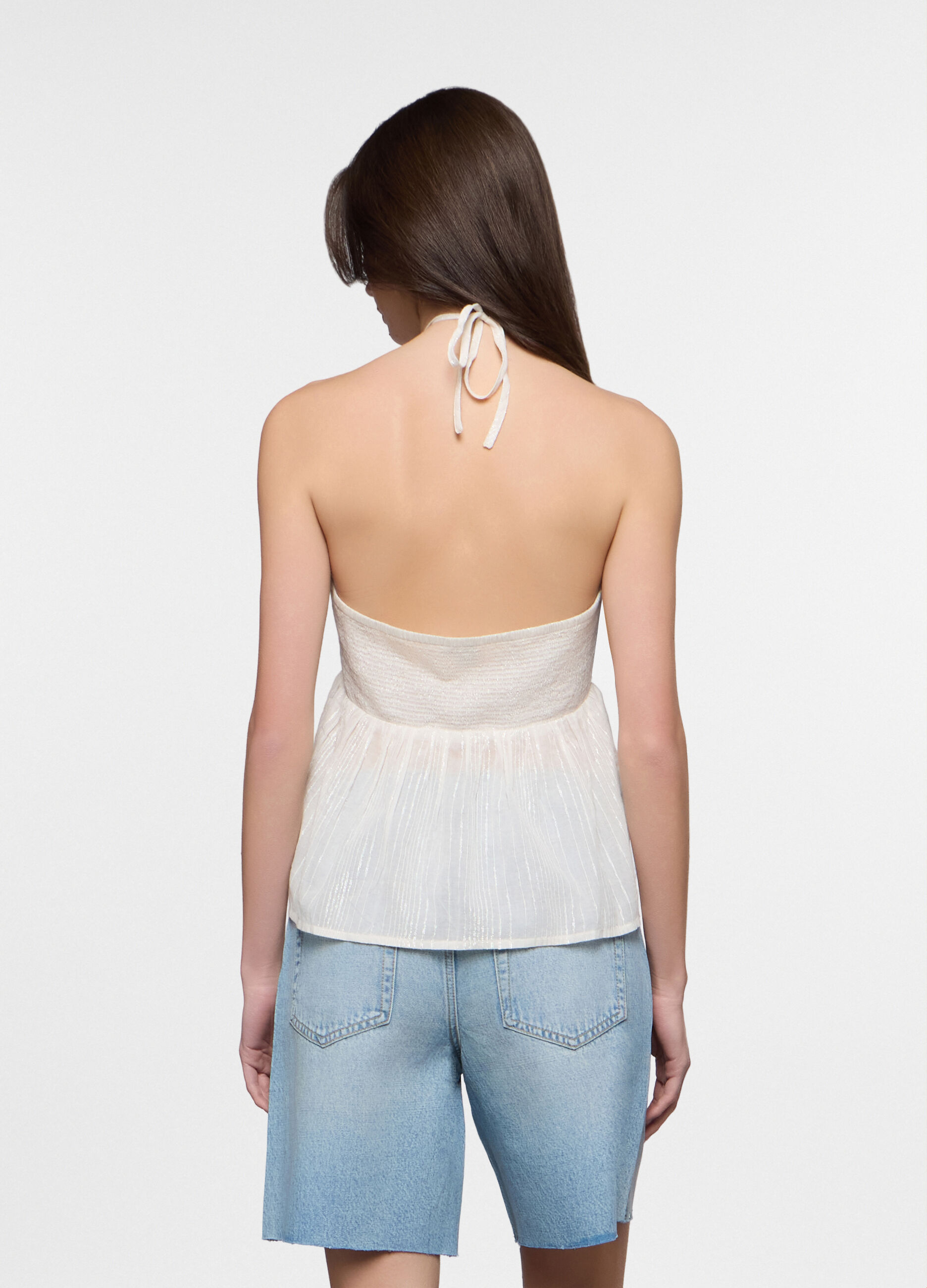 Top slim fit in cotone e filo lurex donna_1