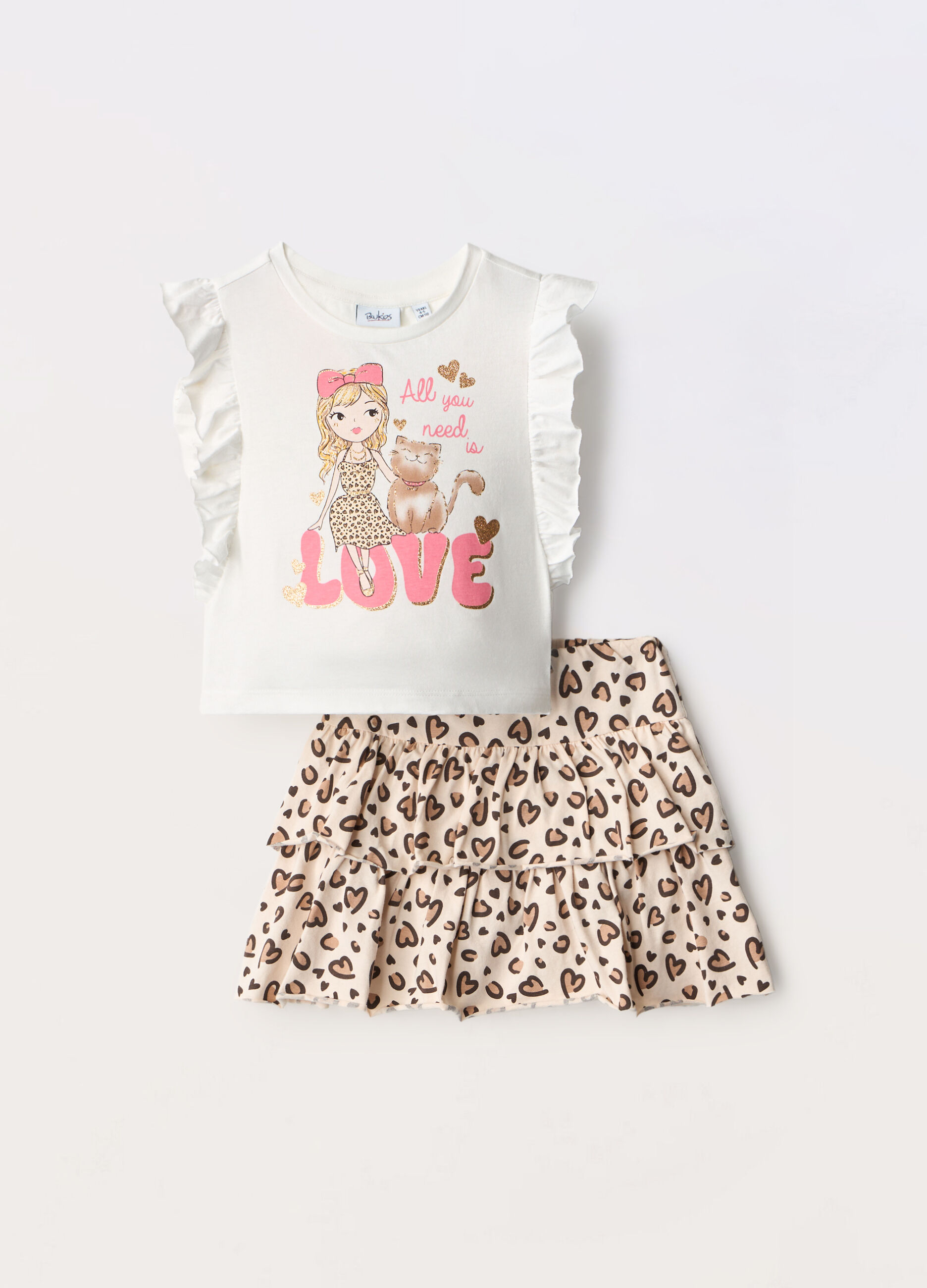 Jogging set in jersey di cotone stretch bambina_0