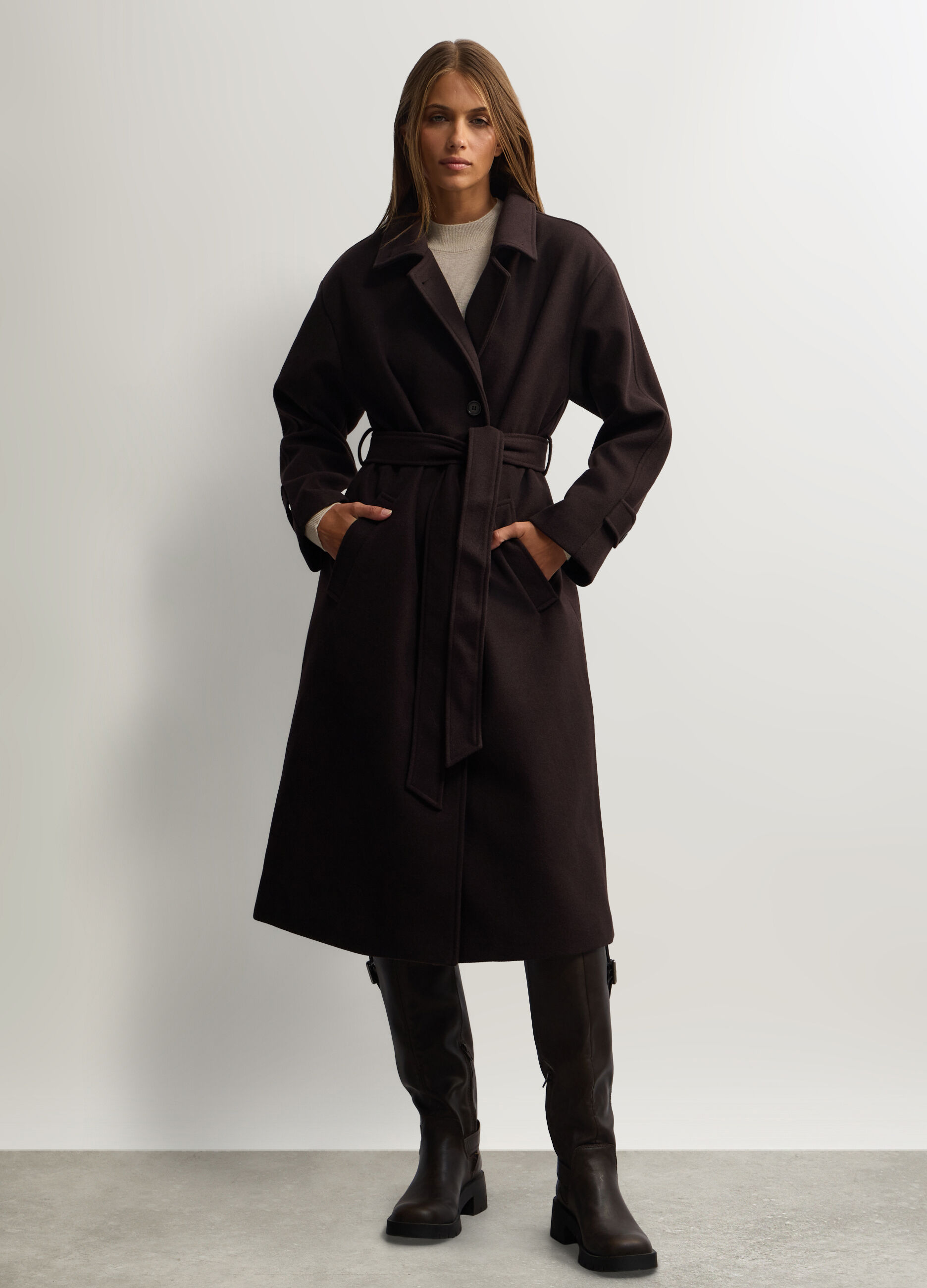 Cappotto lungo con cintura donna_0