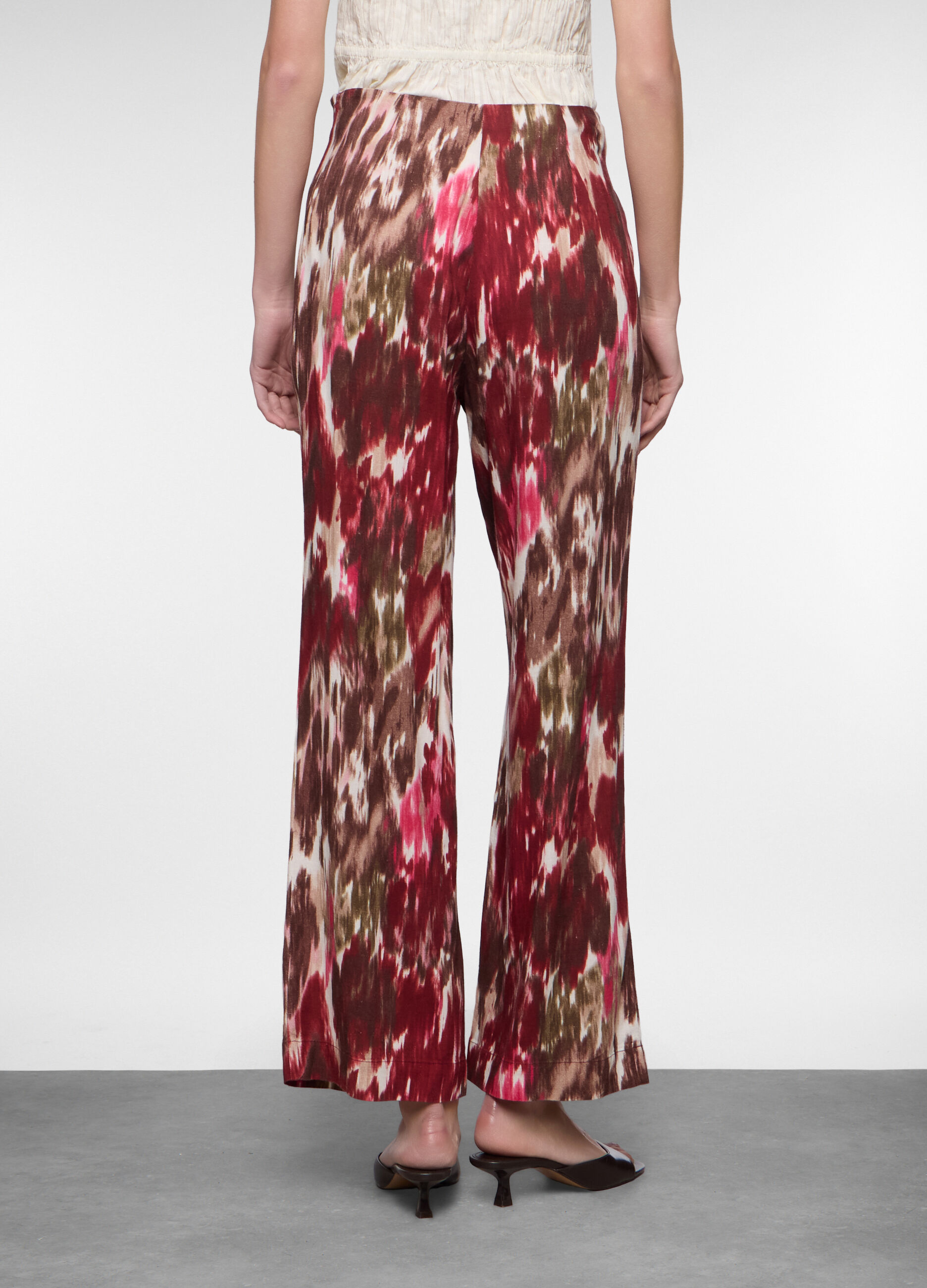 Pantaloni fit straight misto lino donna_1