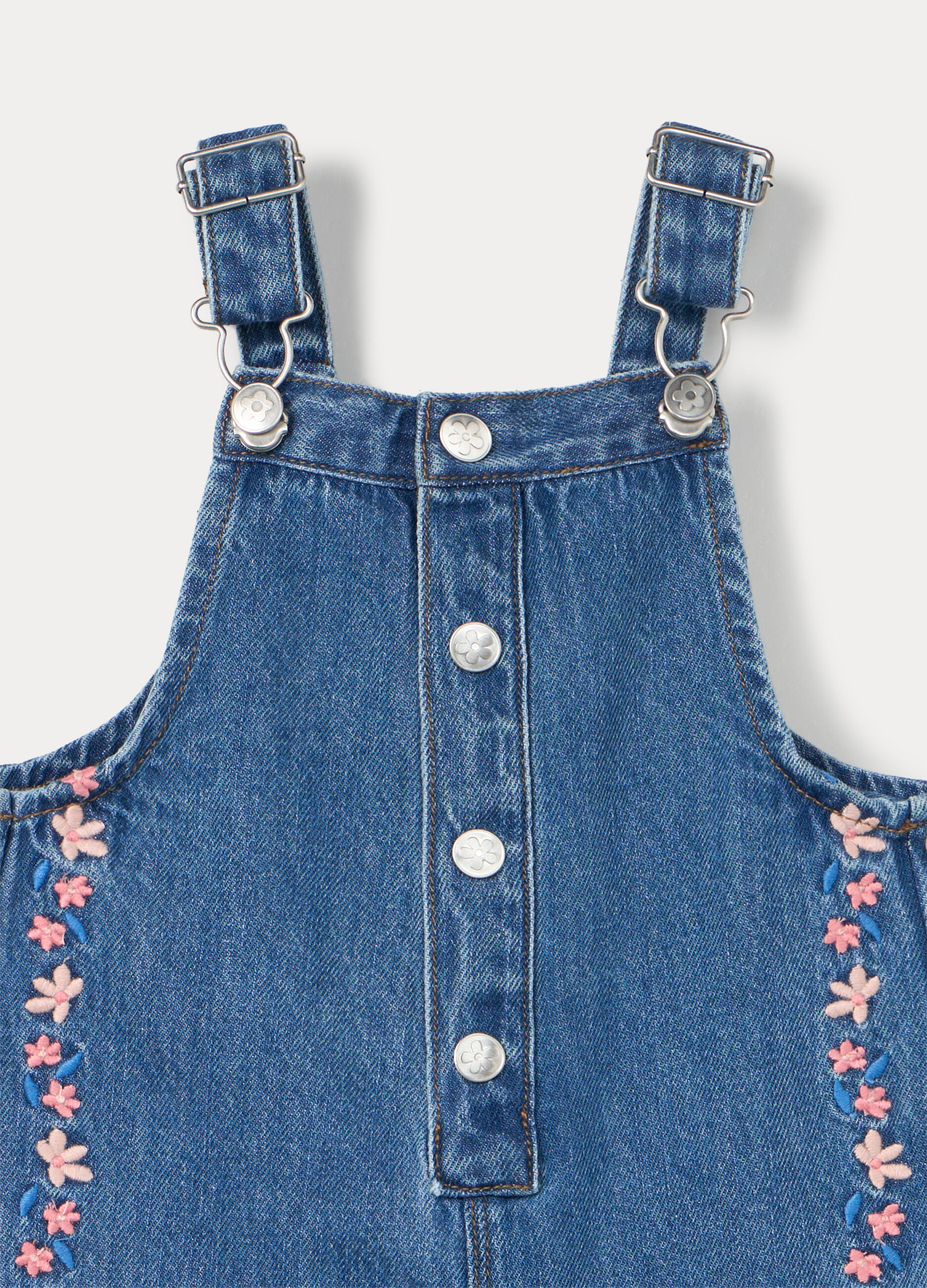 Salopette in denim di cotone misto viscosa bimba_2