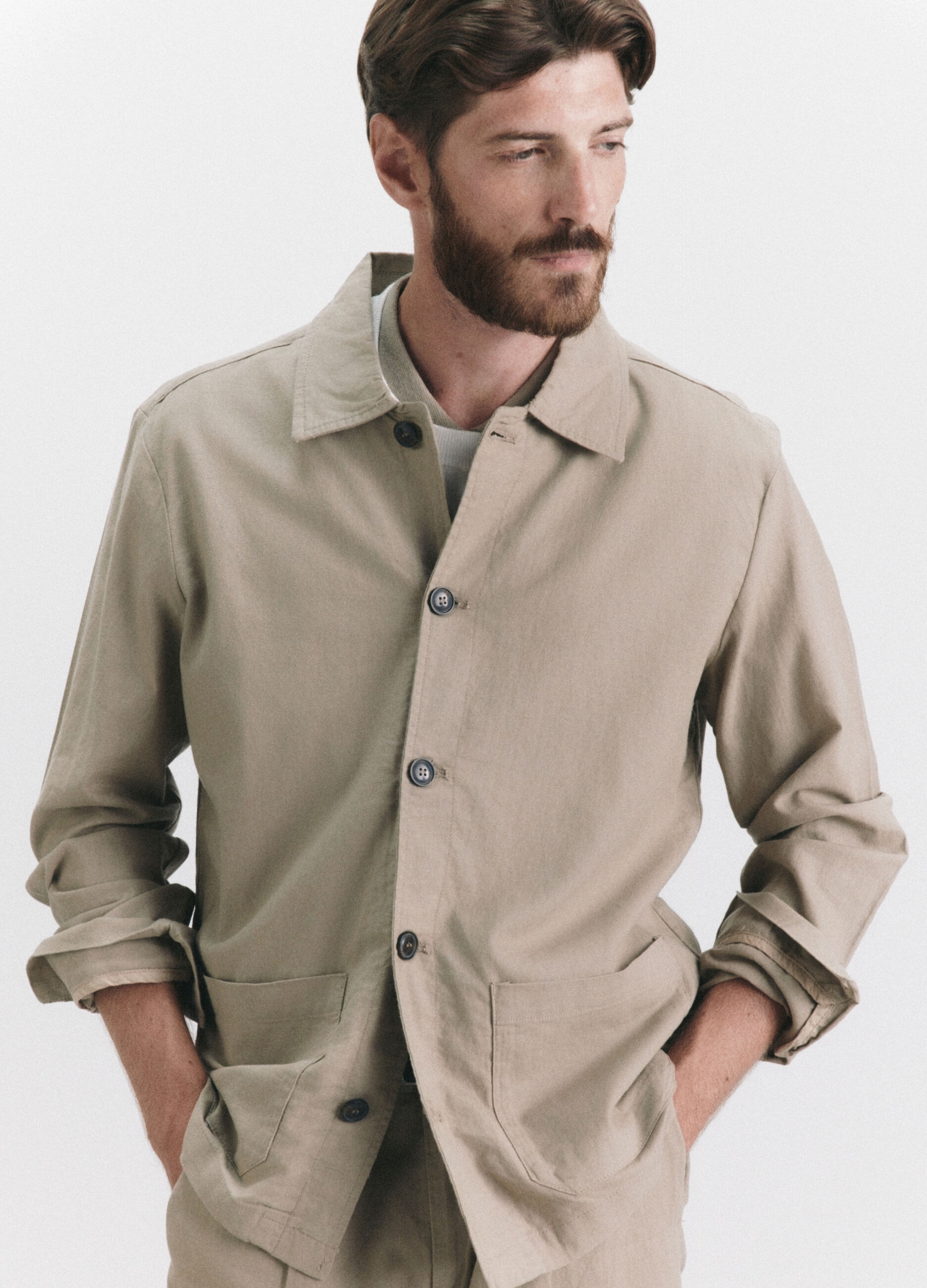 Giacca a camicia in lino e cotone uomo