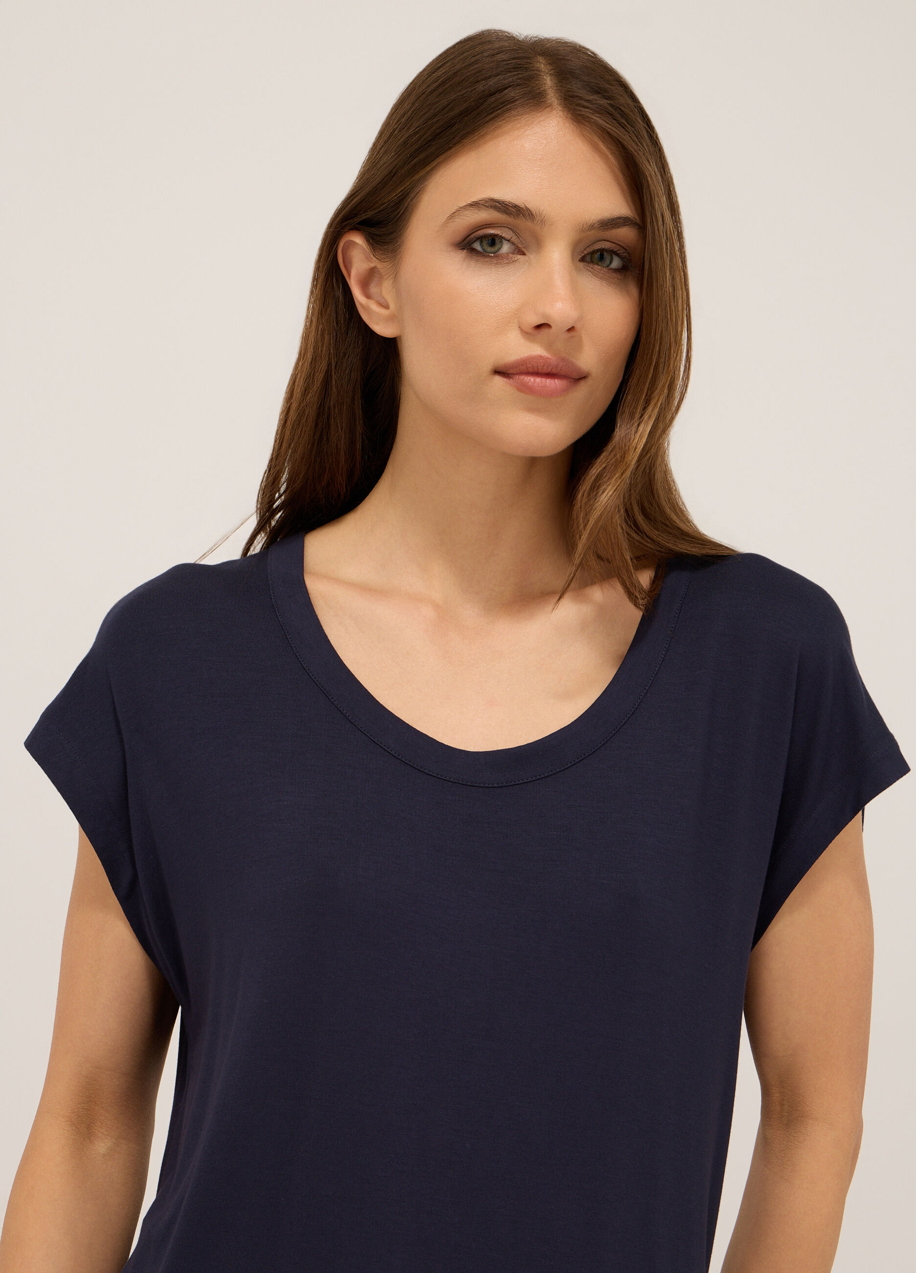 T-shirt in jersey di viscosa stretch donna_2