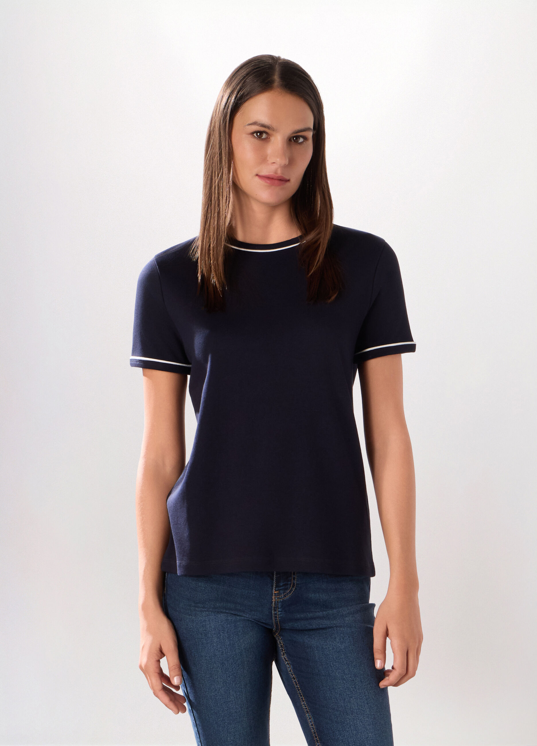 T-shirt in interlock di puro cotone donna_0