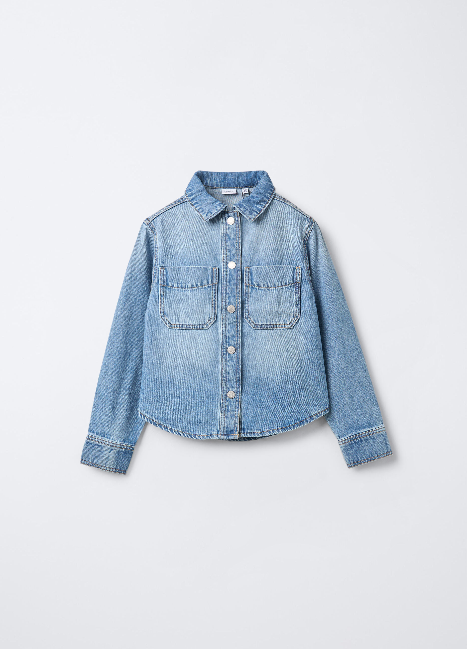 Giacca-camicia in denim di cotone misto viscosa Fit Over ragazza_0
