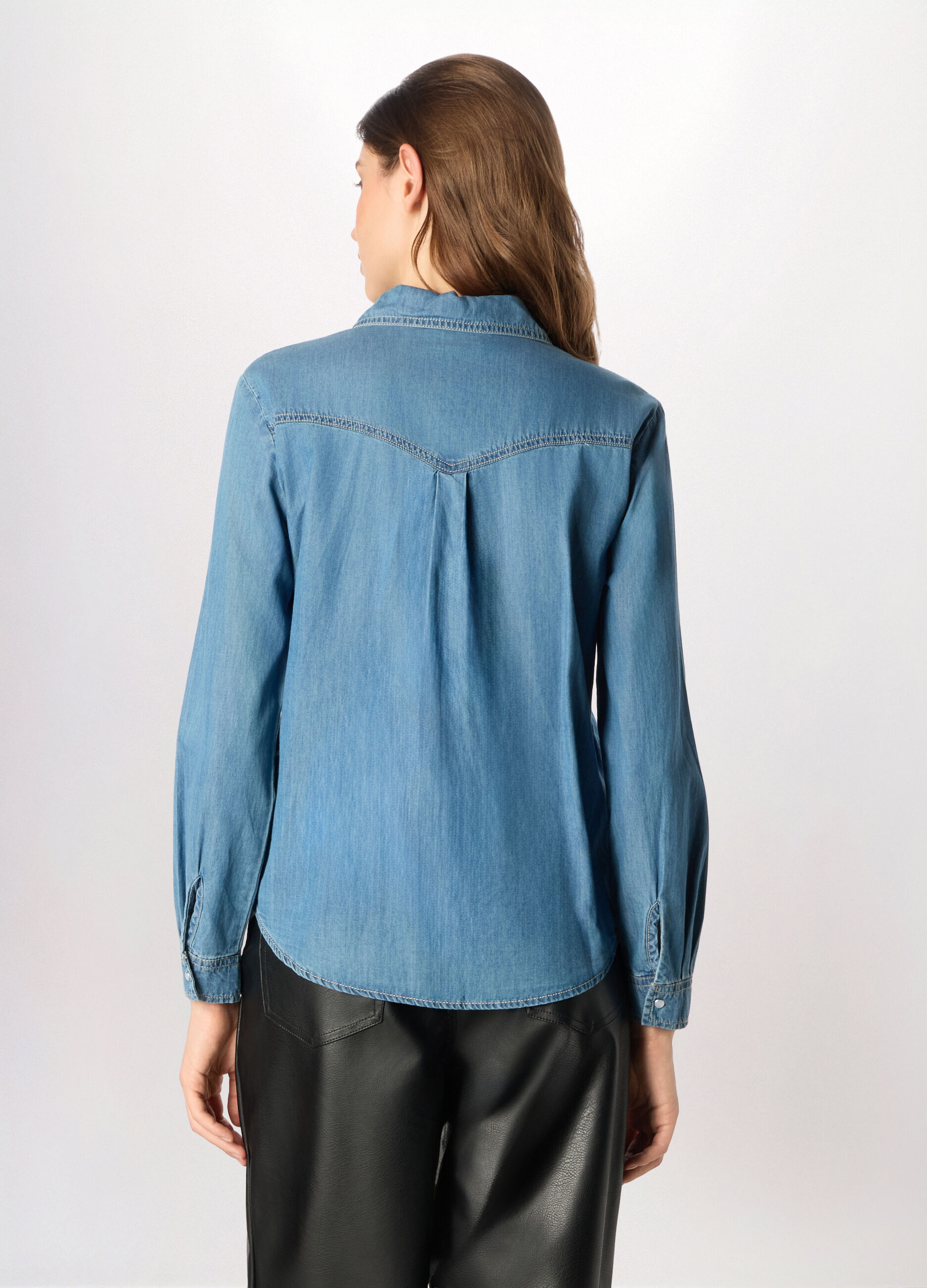 Camicia in denim di puro cotone donna_1