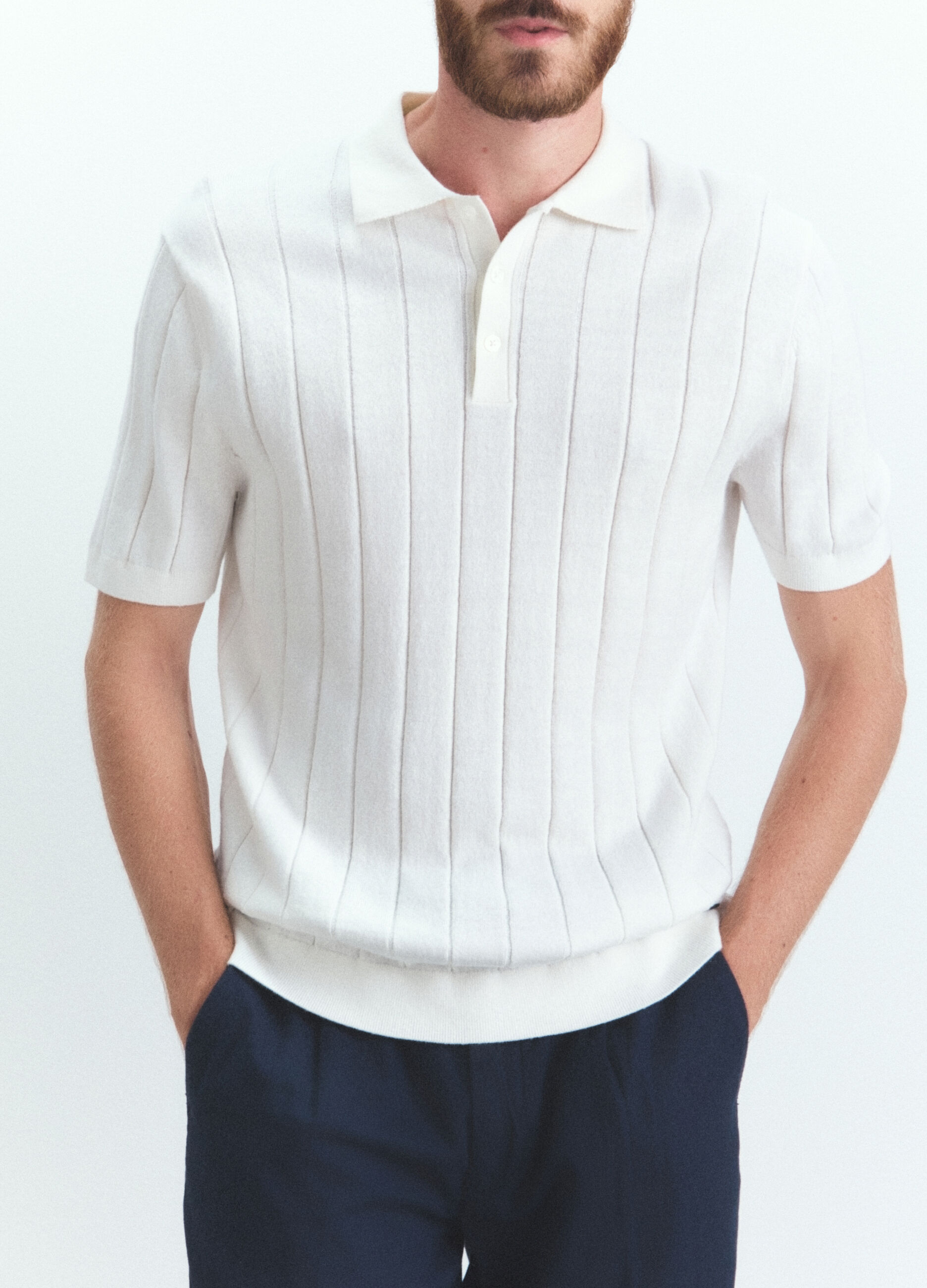 Polo a maniche corte in maglia a costa piatta uomo